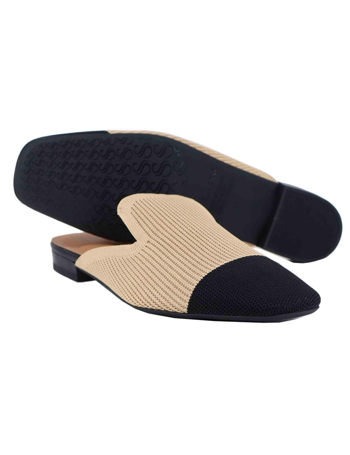Mule donna in tessuto nero e camel 876427-65 72 Miss Elastic 