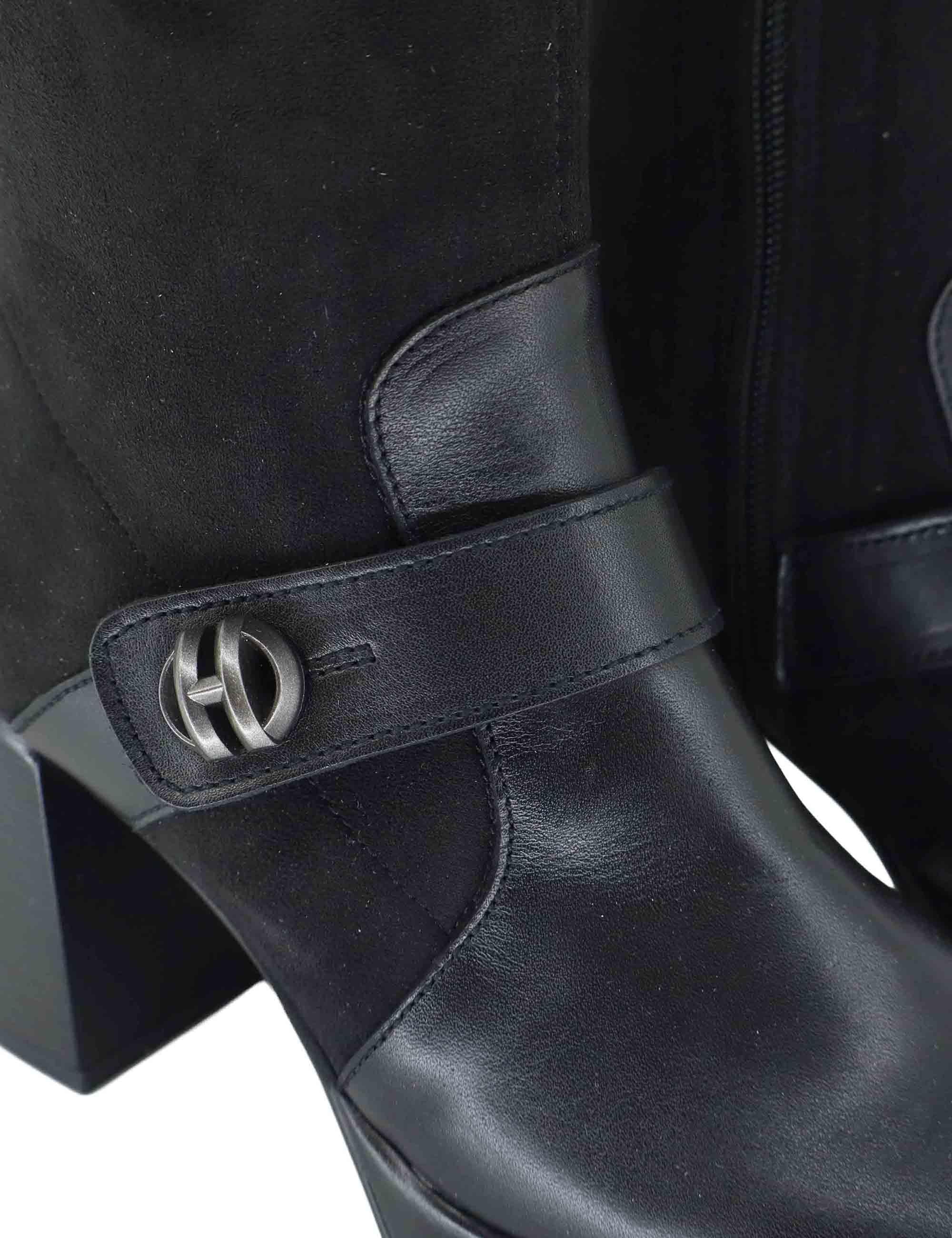 Stivali donna in pelle e tessuto nero con tacco alto HI254374 C004 Hispanitas 