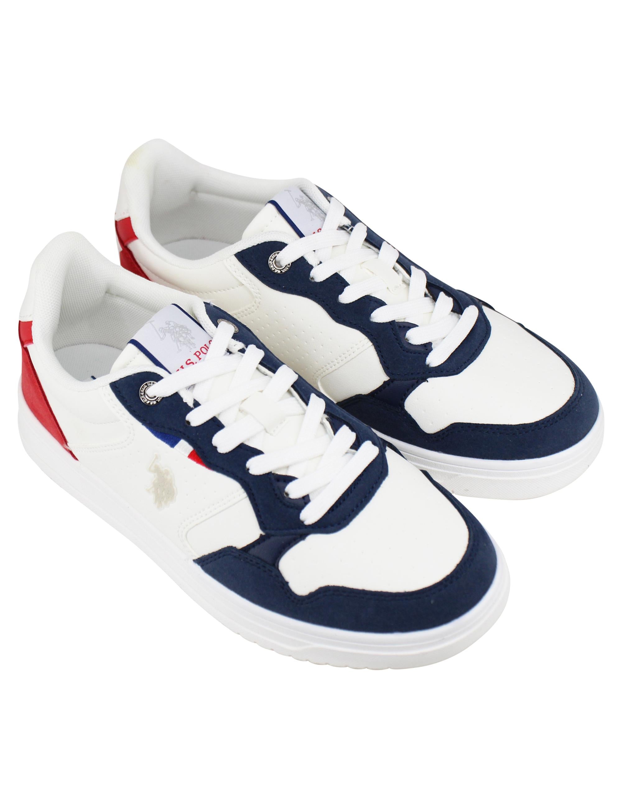 Sneakers uomo in eco pelle vintage bianco e blu KOSMO001C WHI-DBL11 U.S. Polo Assn. 