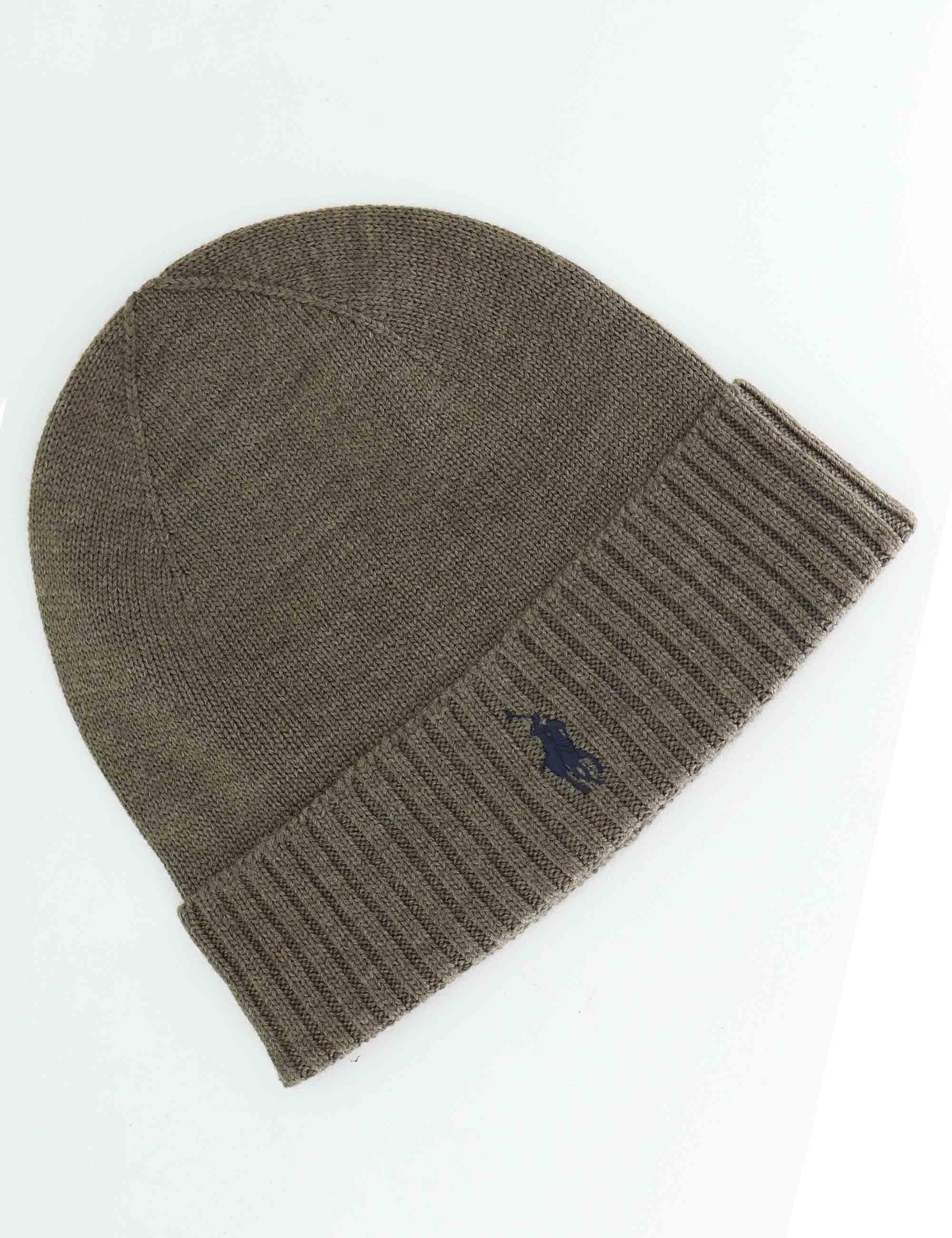 Cappelli in lana verde con logo ricamato 710886137019 LIGHT CARGO OLIVE Polo Ralph Lauren 