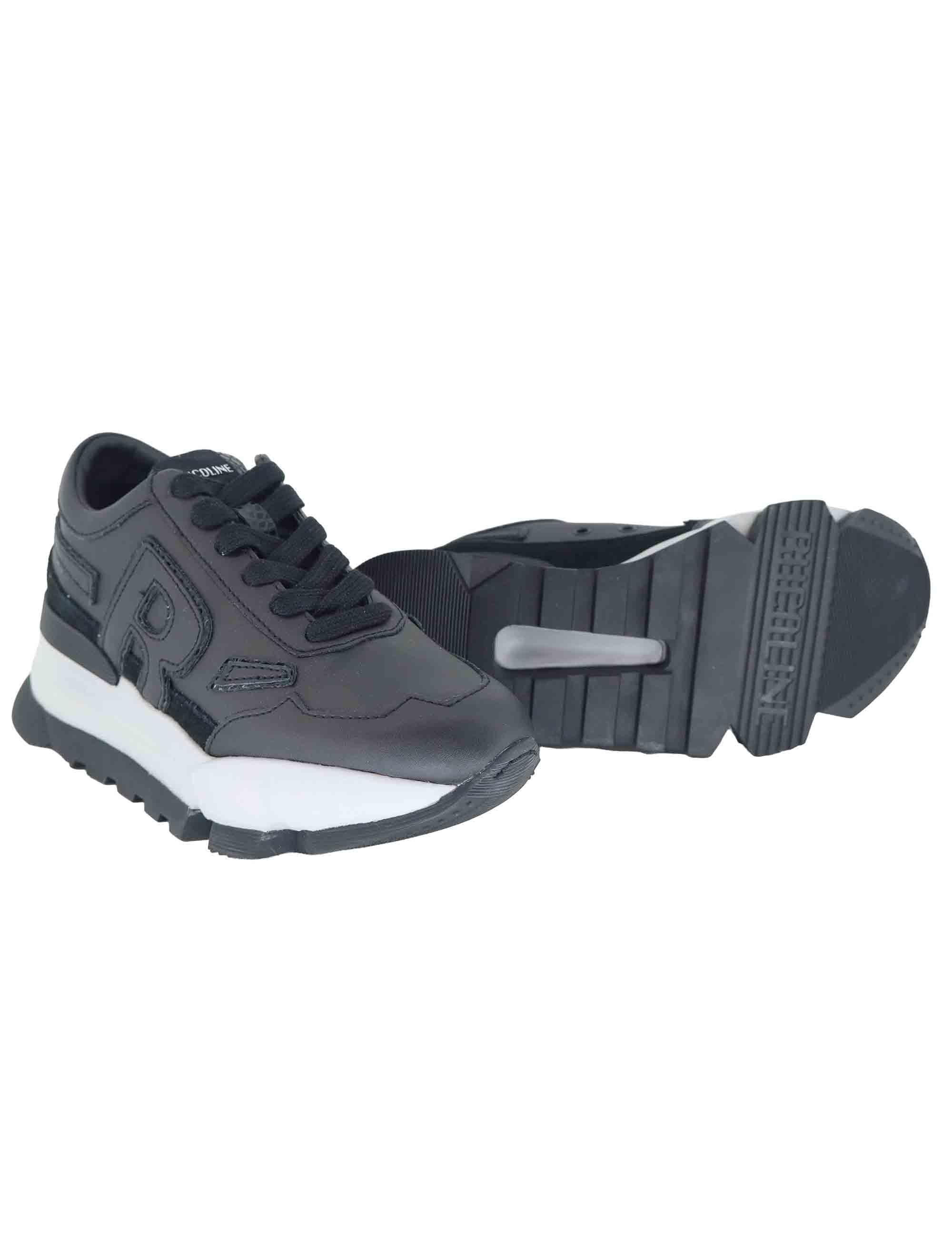 Sneakers donna in pelle nera con zeppa alta in gomma 0304-84501 1 Ruco Line 