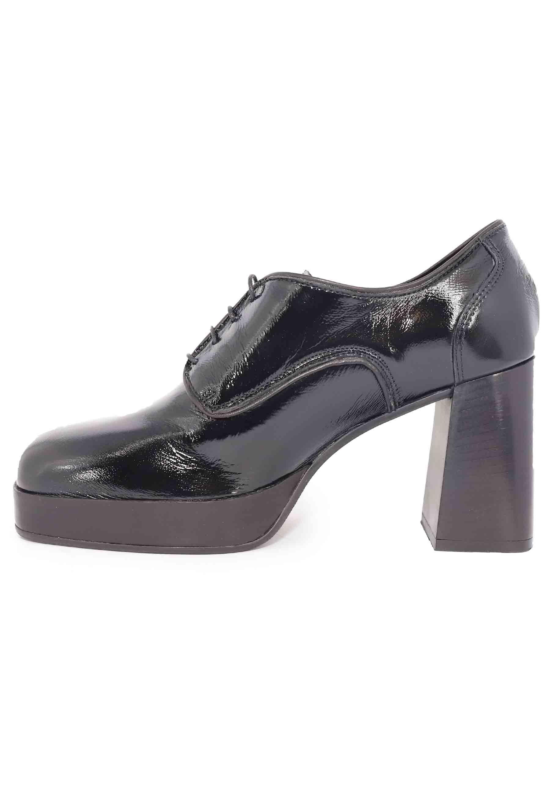Stringate donna in vernice nera con tacco alto e plateau AL1700 4 L'Arianna 