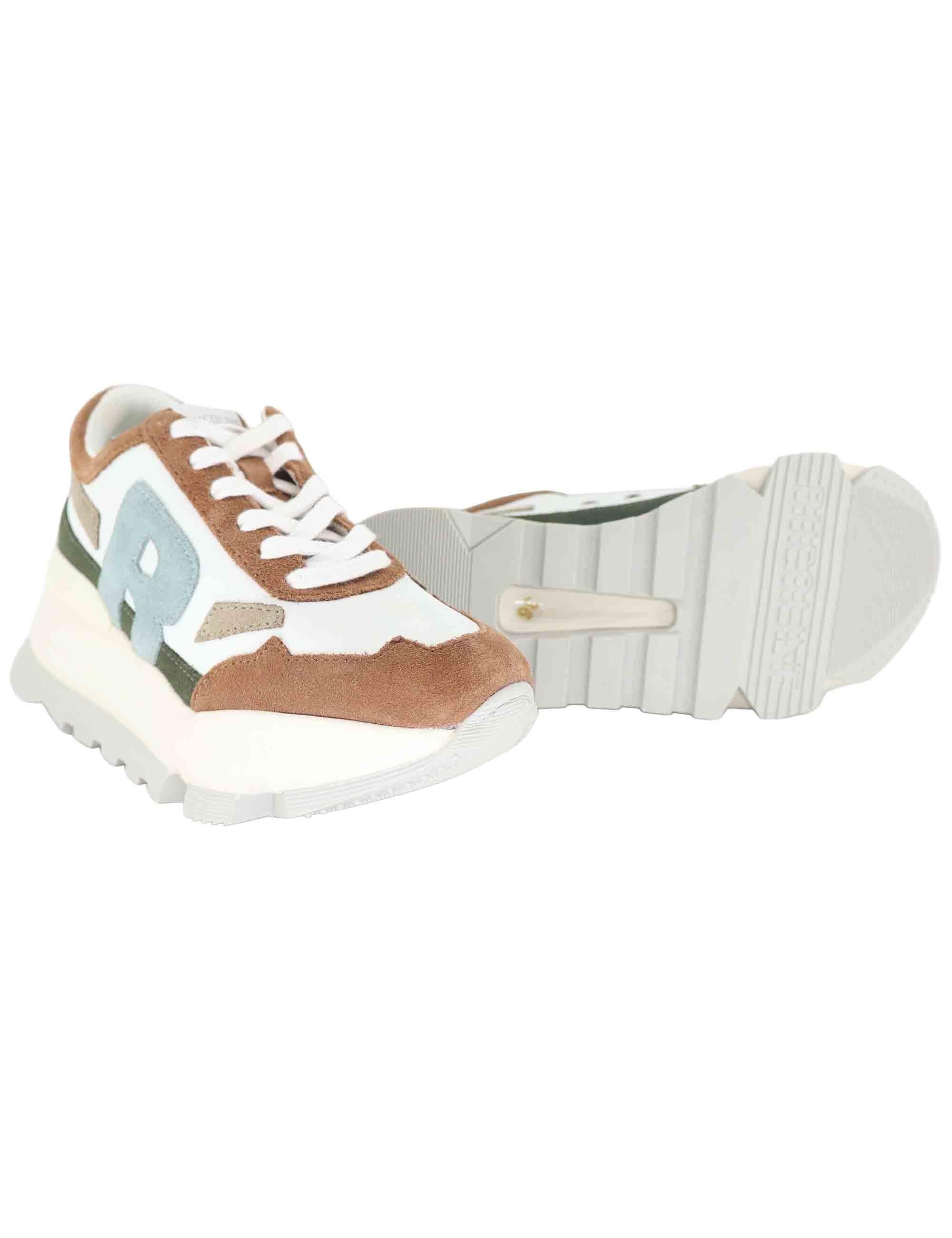 Sneakers donna in pelle bianca con zeppa alta in gomma 0304-84568 329BB Ruco Line 