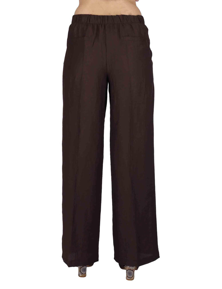 Pantaloni donna Elastic Waist Trousers in lino marrone con elastico in vita JABPN0001-F1369-1254 8140 Justmine 