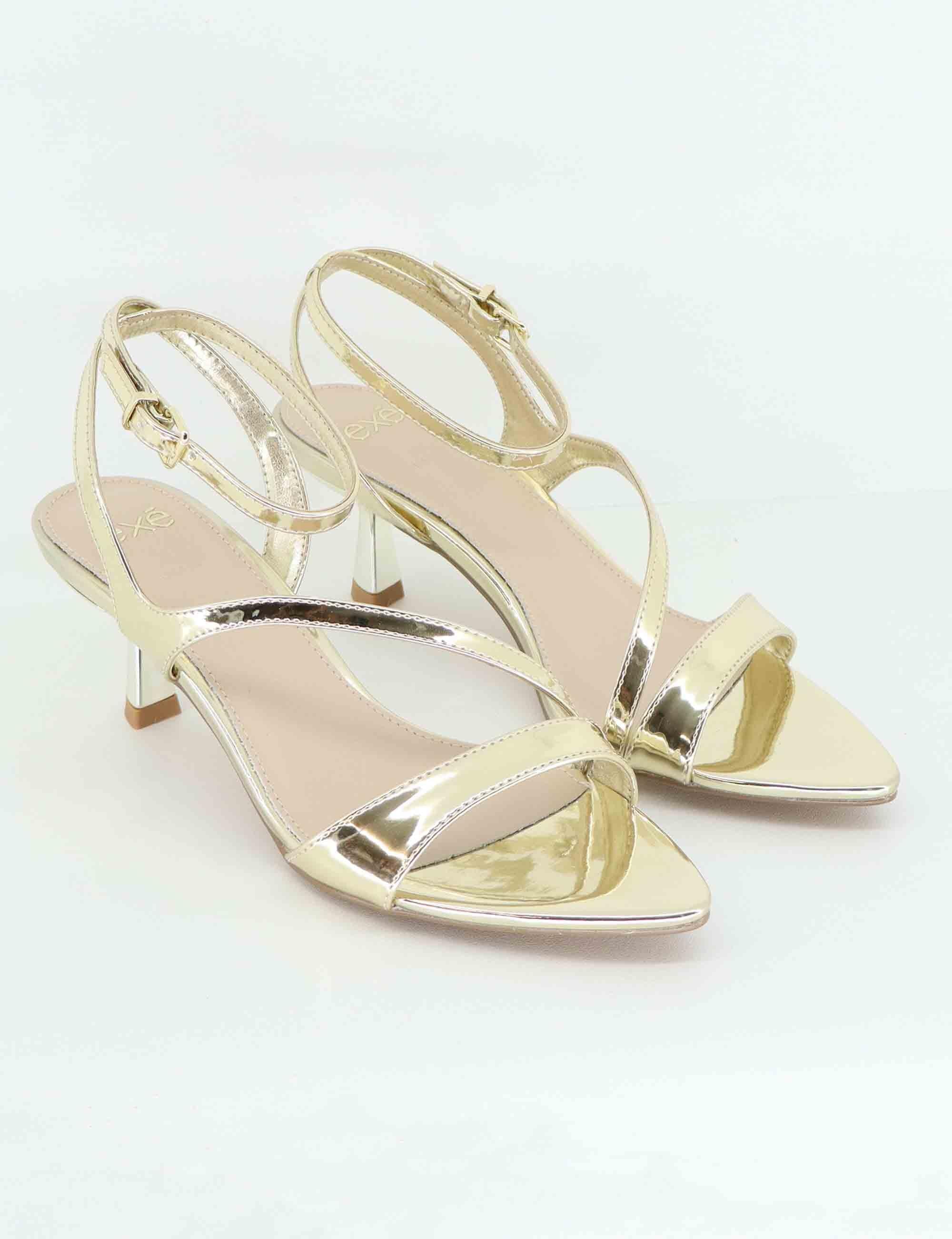 Sandali donna in tessuto laminato oro tacco in metallo U4700088395B 731-21 Exe 