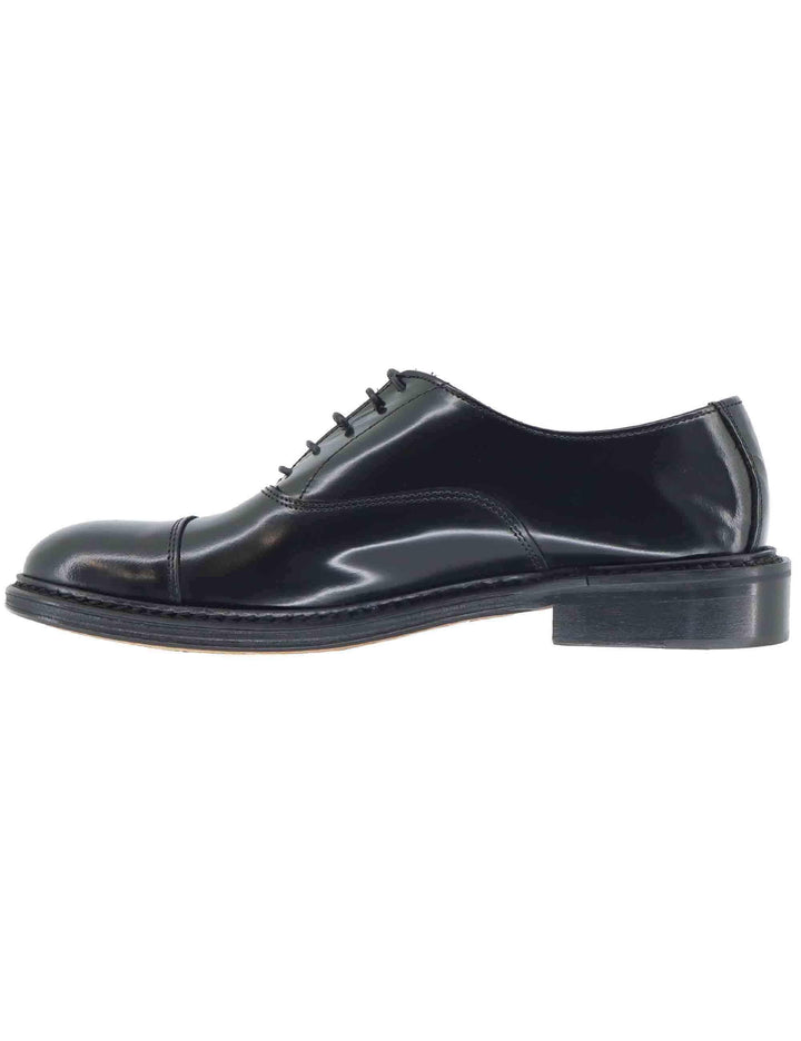Stringate uomo in pelle nera con suola in cuoio SP15401 001 Spatarella 