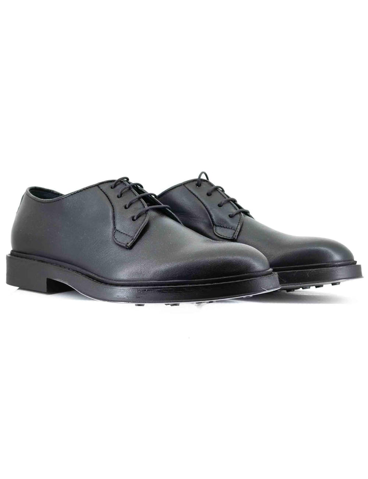 Stringate uomo in pelle nera con suola in gomma cucita SP1145 001 Spatarella 