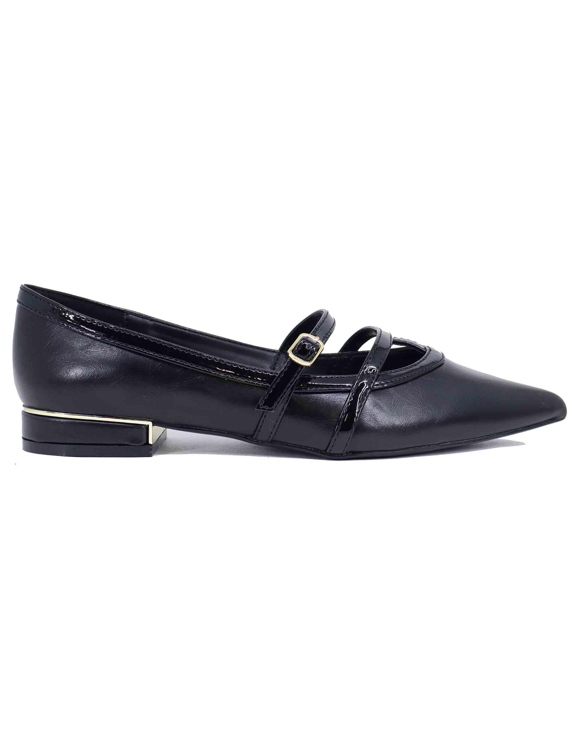 Ballerine donna in eco pelle nera con punta a punta T170008117F7 001 Exe 