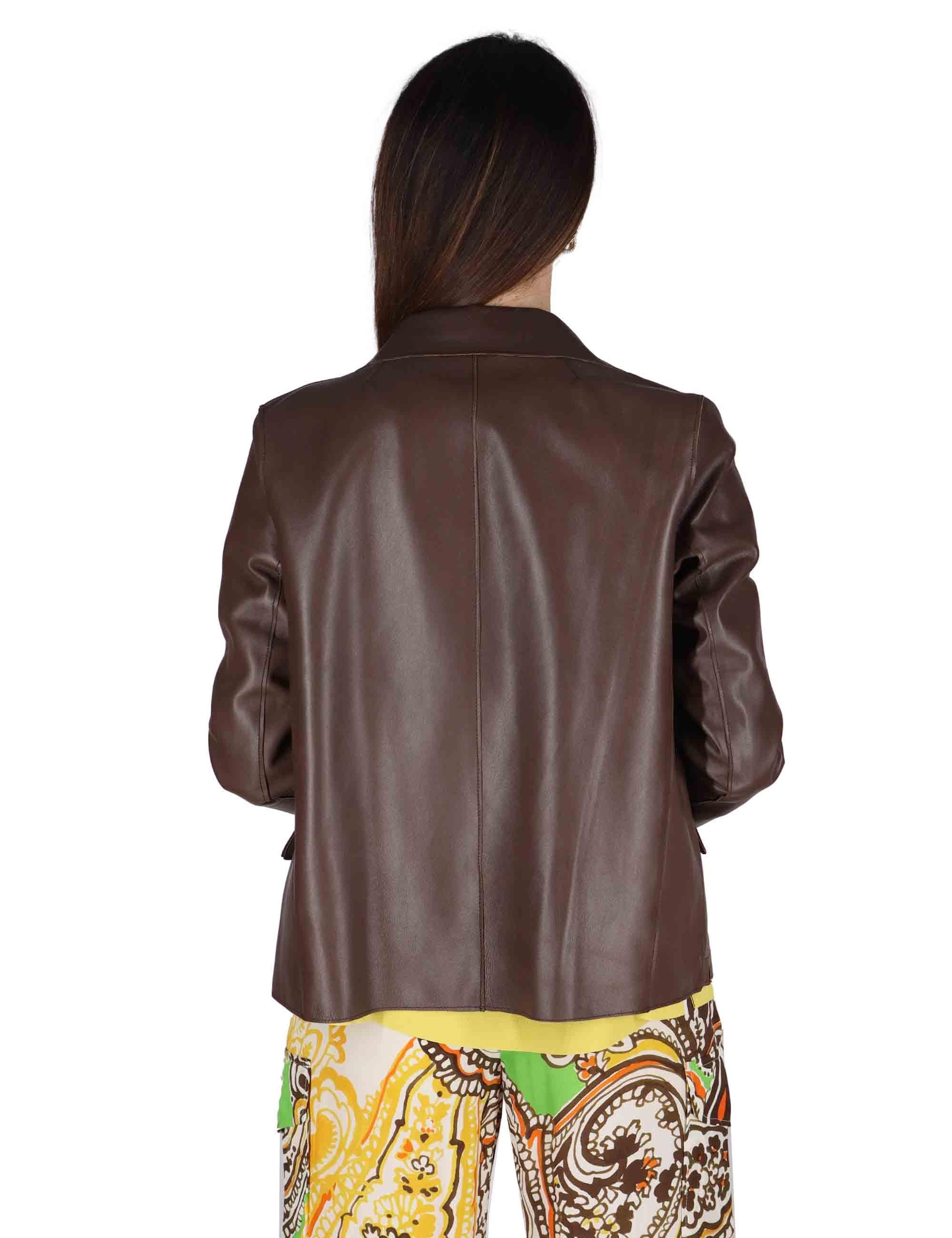 Giacche donna in pelle marrone monopetto SP1527 014 Spatarella 