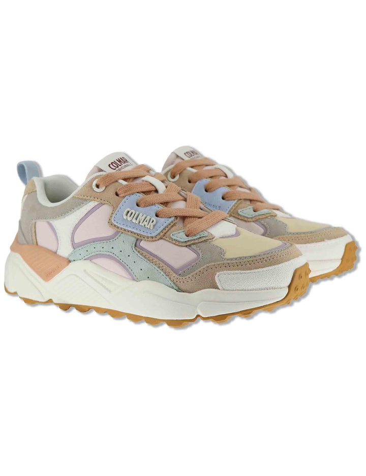 Sneakers donna in pelle e tessuto rosa con suola alta GARNER 072 Colmar 