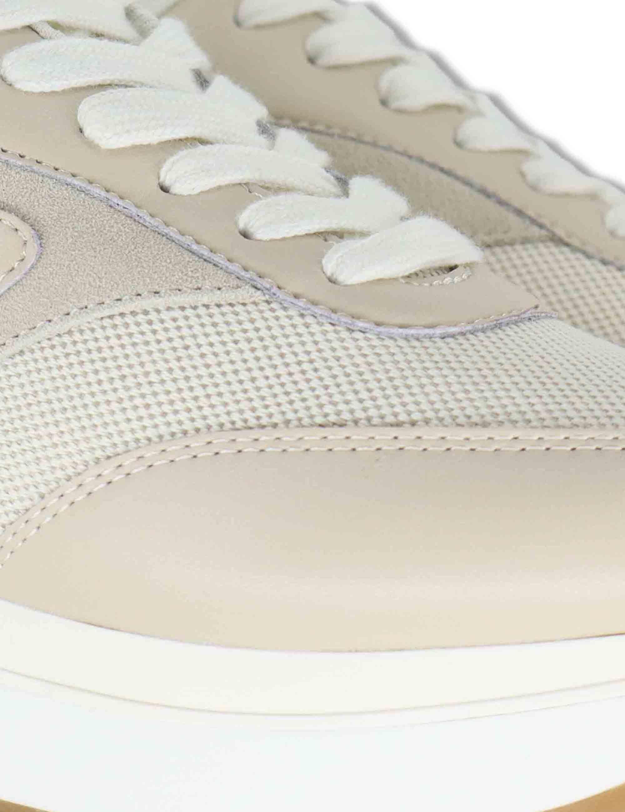 Sneakers donna in pelle e tessuto beige con suola alta in gomma MAXI WONDER 97 BIS ROPE Liu-Jo 