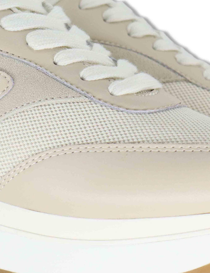 Sneakers donna in pelle e tessuto beige con suola alta in gomma MAXI WONDER 97 BIS ROPE Liu-Jo 