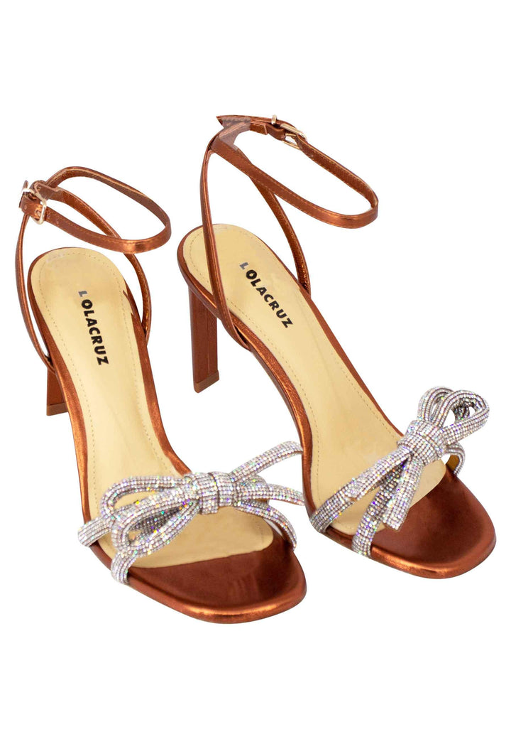 Lisboa Sandali donna in pelle bronzo con gioiello e tacco alto 248Z19BK 601 Lola Cruz 