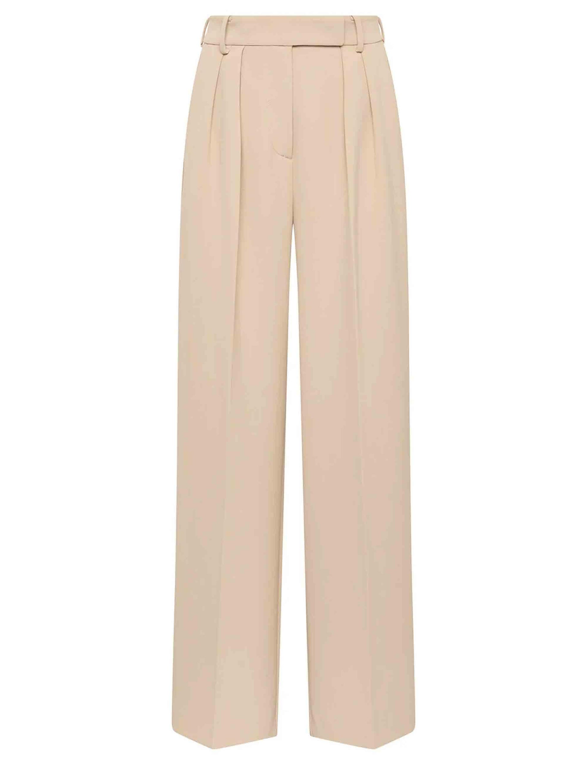 Pantaloni donna Cady in tessuto taupe con gamba larga JH803750658 11003 Maliparmi 