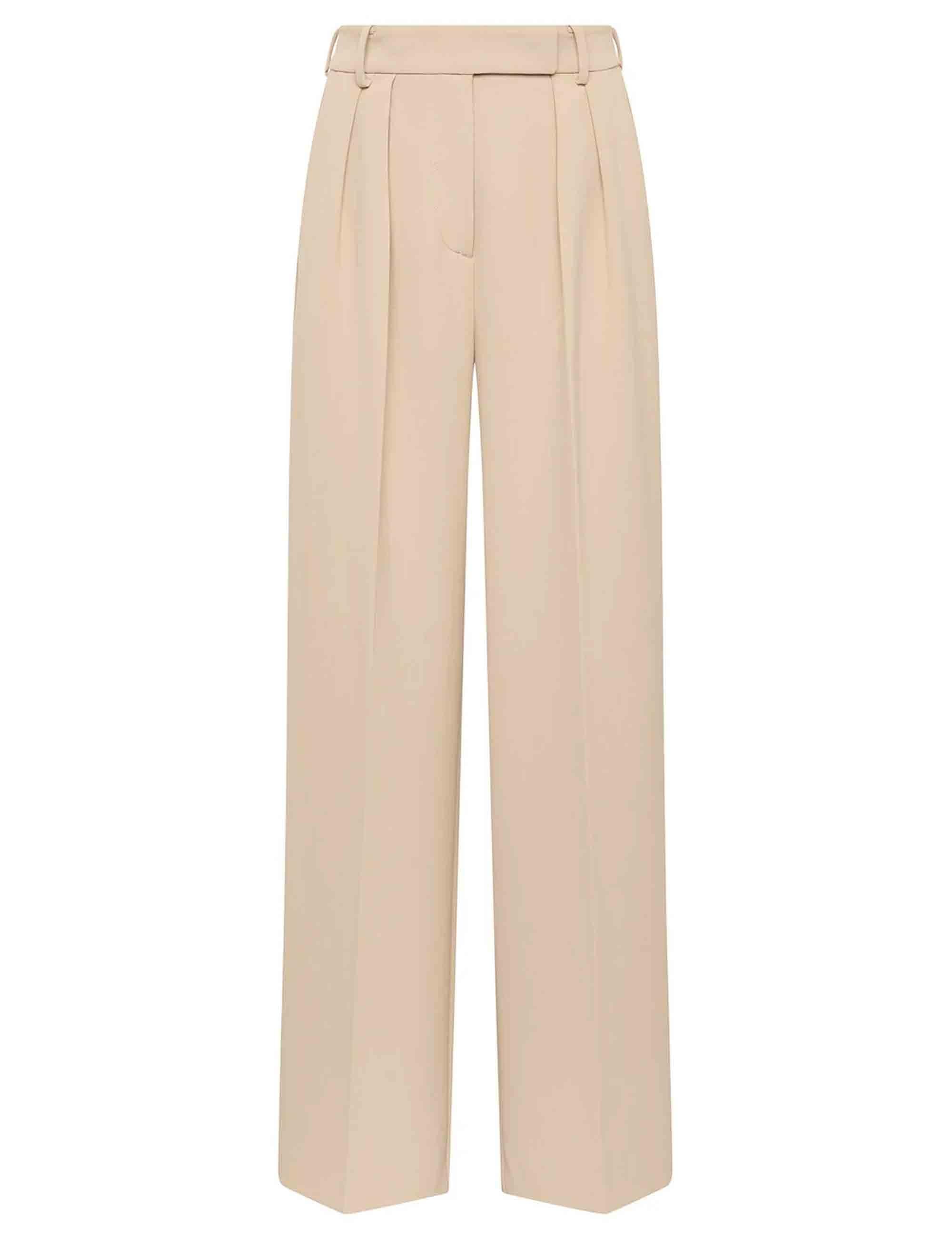 Pantaloni donna Cady in tessuto taupe con gamba larga JH803750658 11003 Maliparmi 