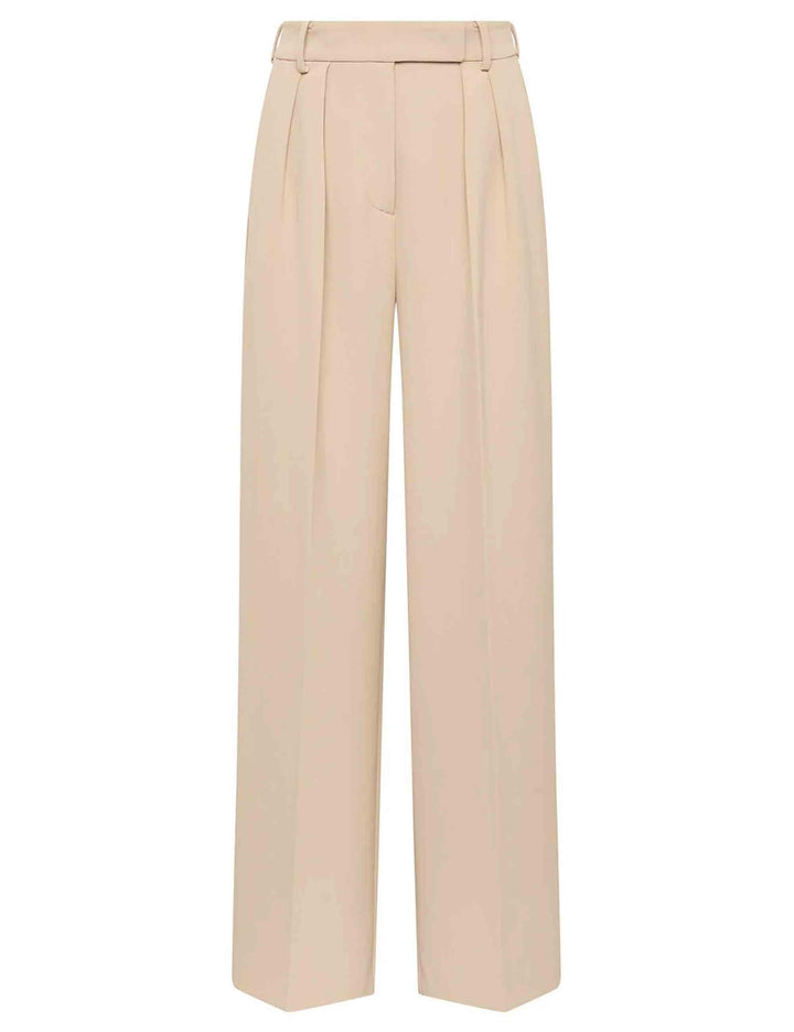 Pantaloni donna Cady in tessuto taupe con gamba larga JH803750658 11003 Maliparmi 