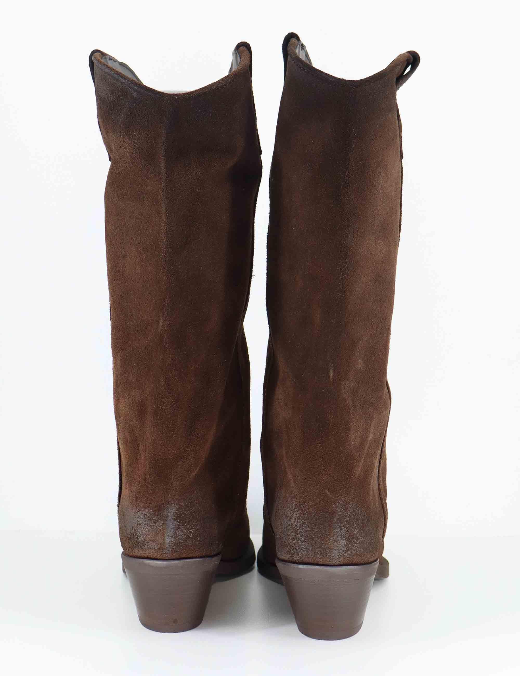 Stivali texani donna in crosta vintage marrone con ghetta SPDX909 014 Spatarella 