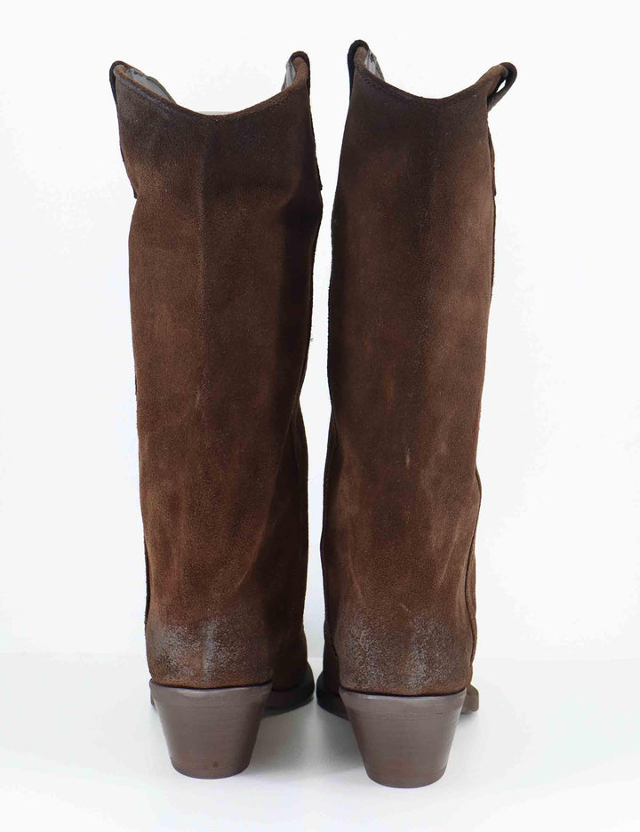 Stivali texani donna in crosta vintage marrone con ghetta SPDX909 014 Spatarella 