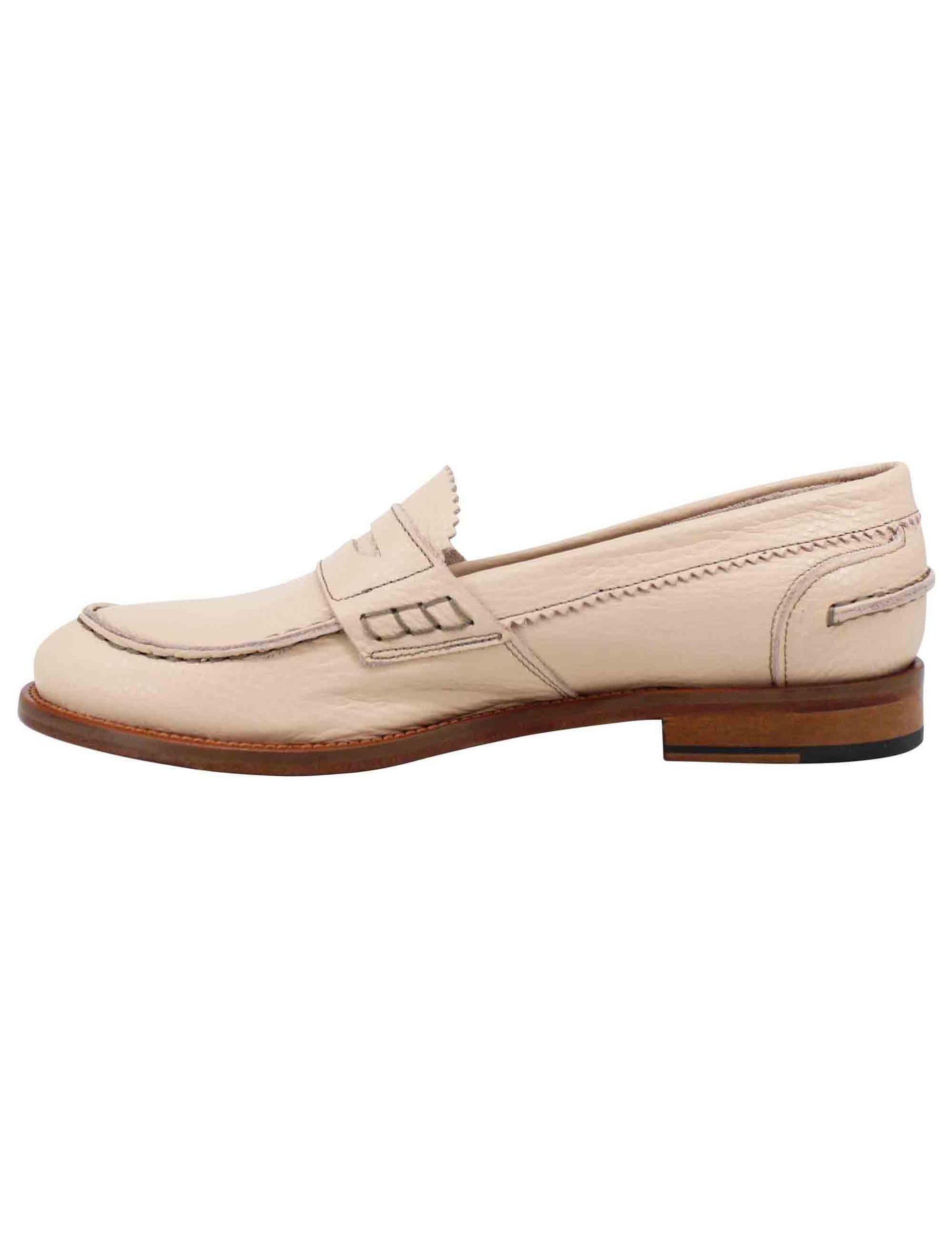 Mocassini donna in pelle nude con suola in cuoio SPD306 300 Spatarella 