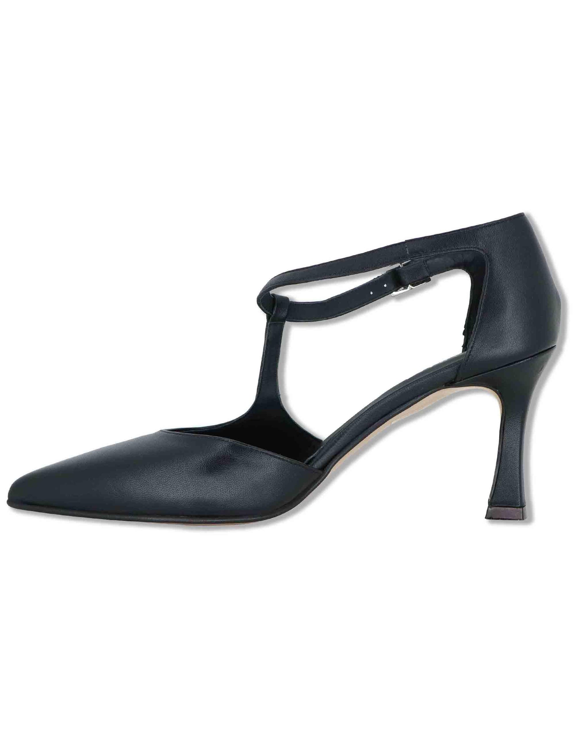 Decollete donna Mary Jane in pelle nera con cinturino obliquo tacco alto A102 001 Tattoo 