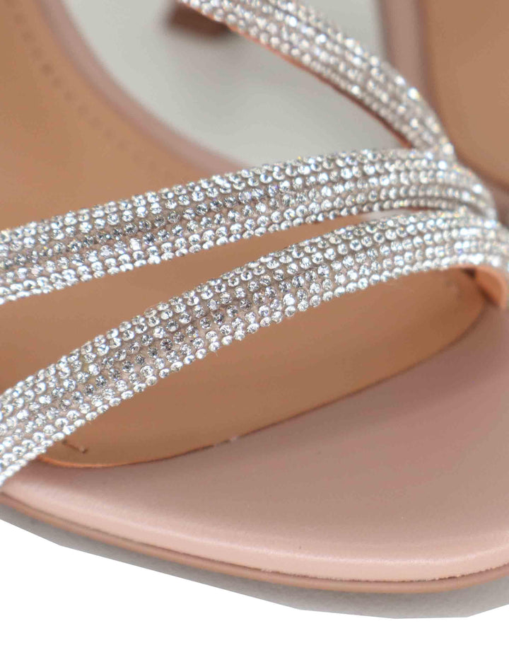 Sandali donna slingback in pelle nude con strass argento e tacco alto Circe 516Z10VK 47-NUDE Bibi Lou 