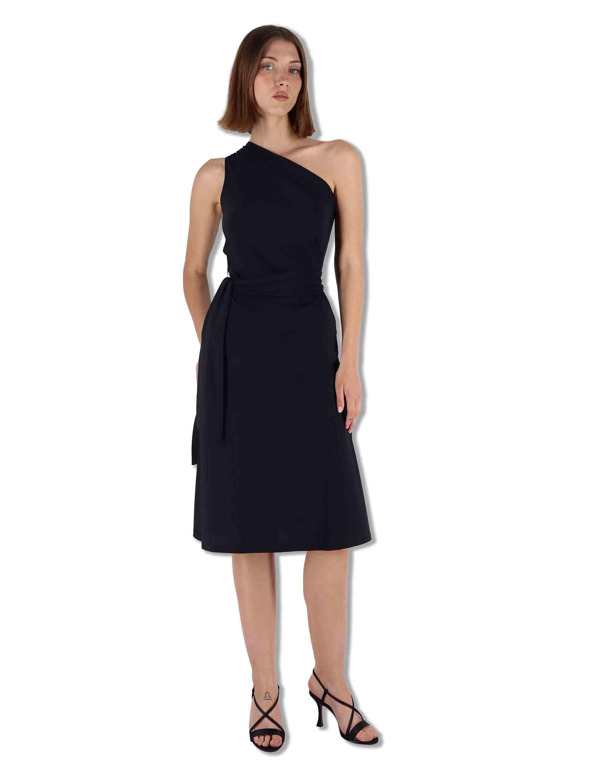 Abiti donna Soft in jersey nero monospalla con fusciacca JF671570210 20000 Maliparmi 