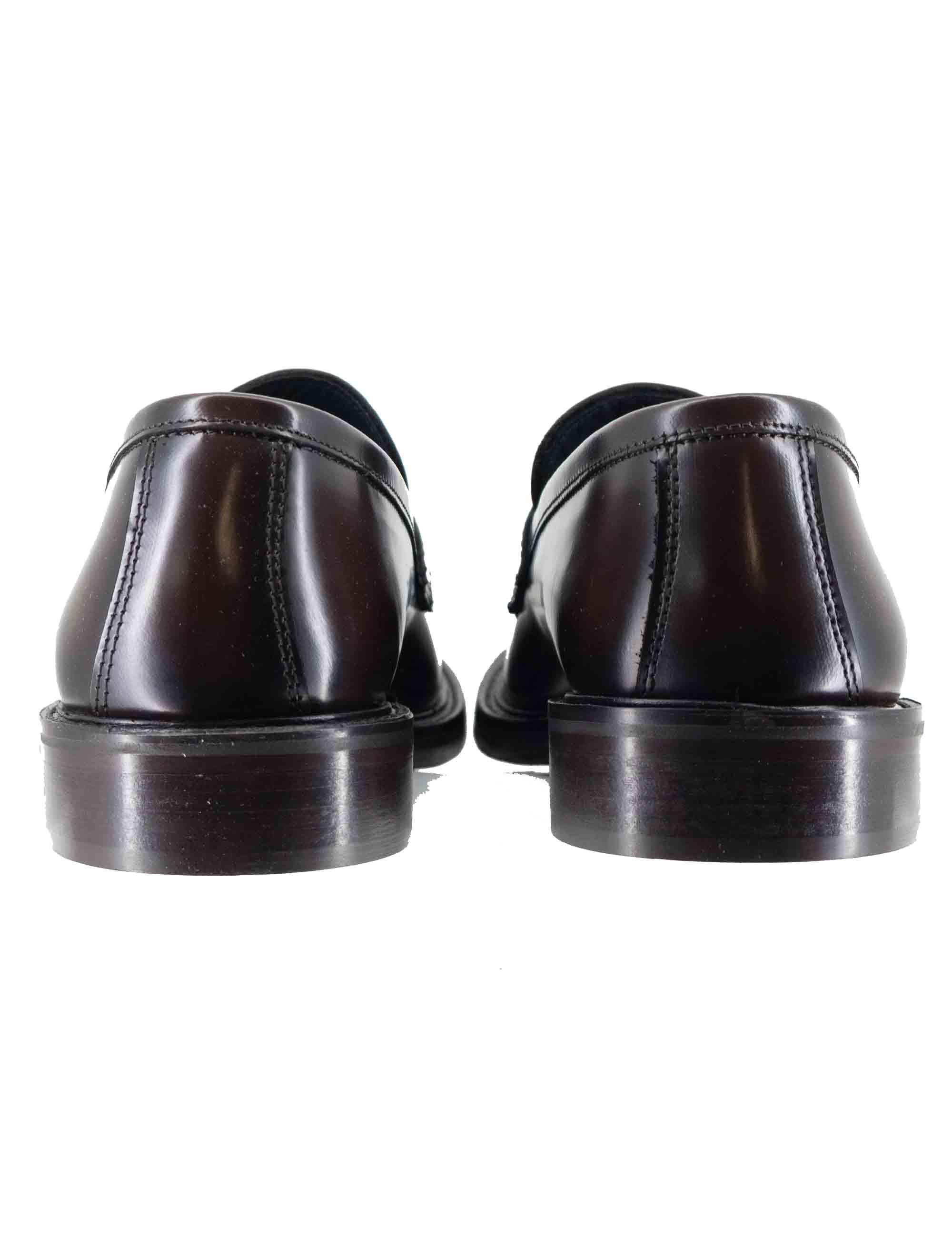 Mocassini uomo in pelle marrone con suola in cuoio e gomma cucita SP10401 014 Spatarella 