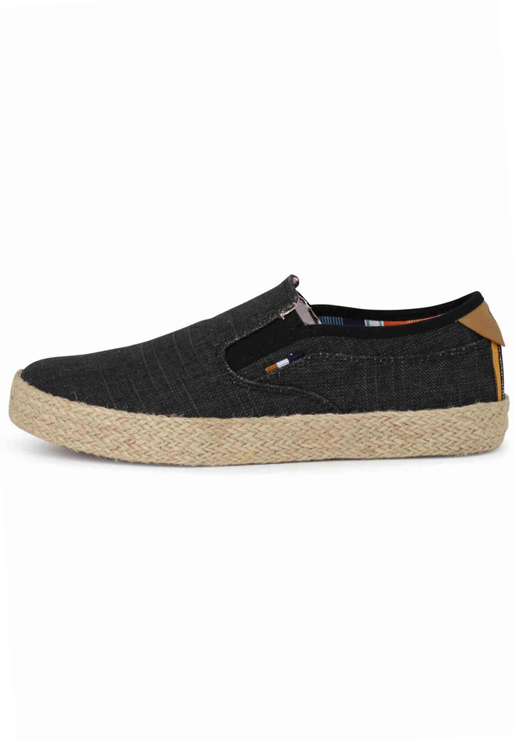 Mocassini uomo Calypso Slip On Rope in tessuto nero con suola in corda WM31033A 062 Wrangler 