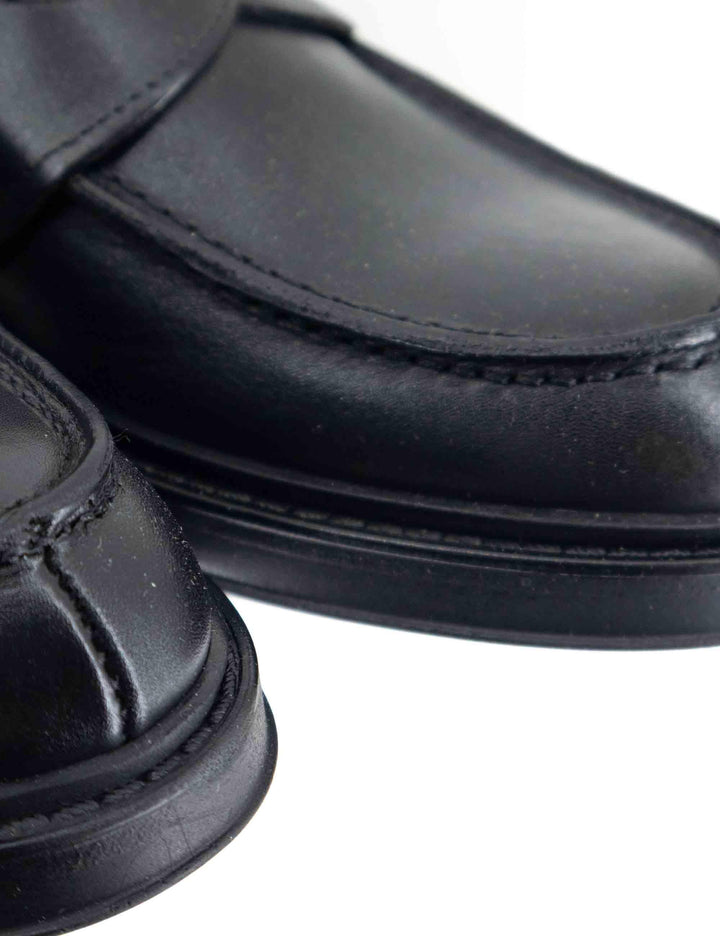 Mocassini uomo in pelle nera con suola in gomma cucita SP1056 0001 Spatarella 