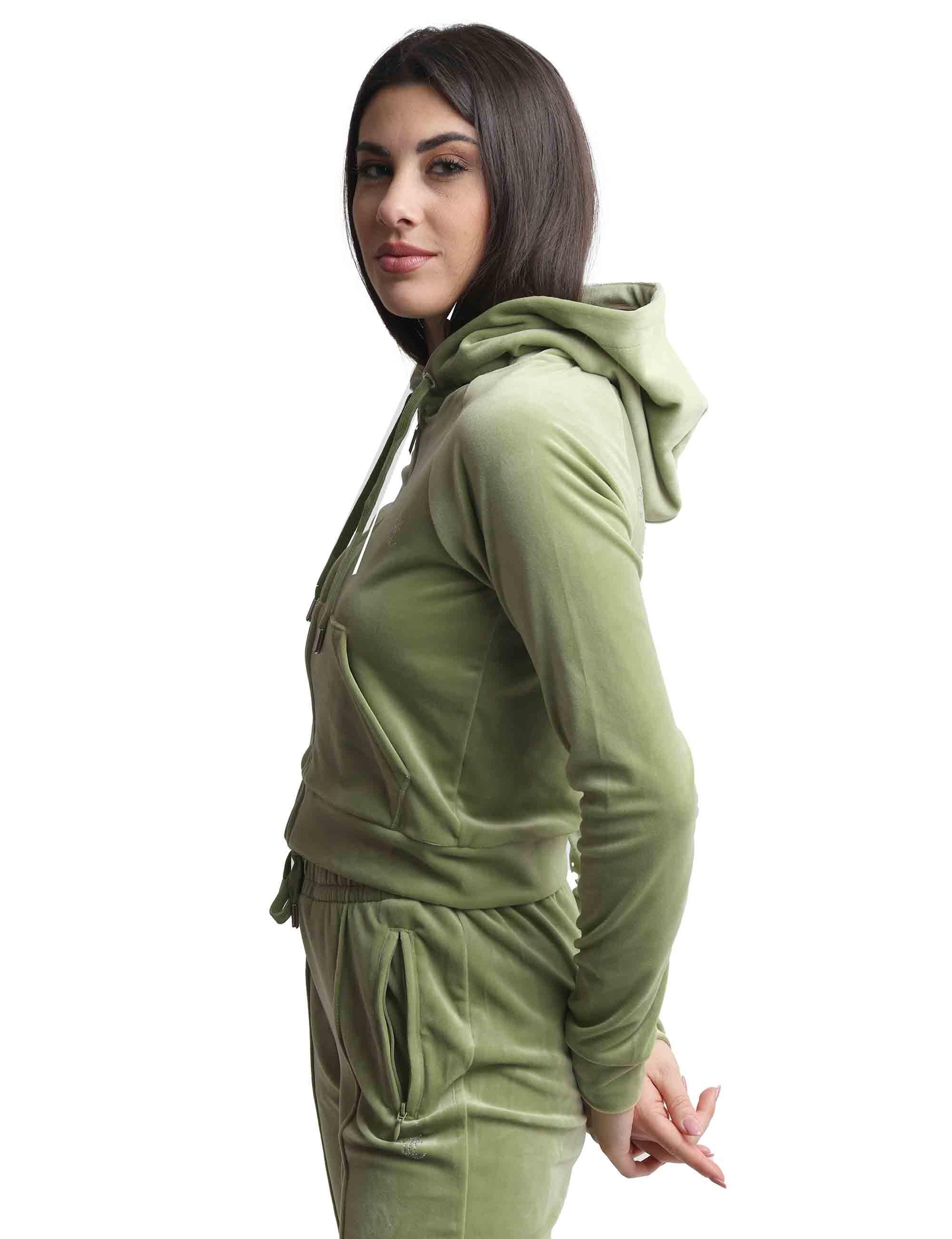 Felpe donna Madison in tessuto verde con cappuccio e zip VIJH70194WPF J93 Juicy Couture 