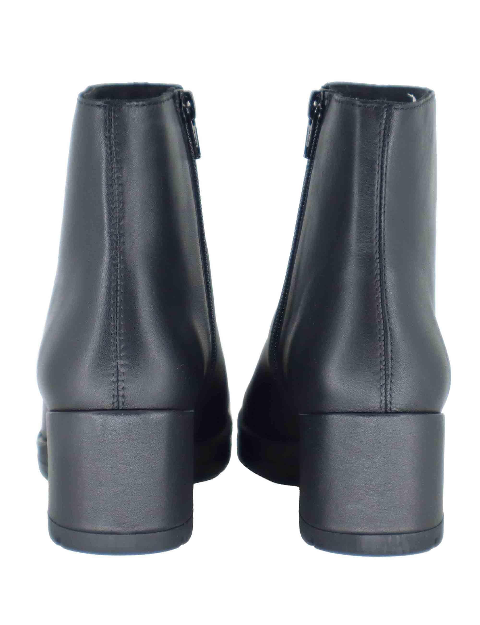 Stivaletti donna in pelle nera con tacco basso JAYDI STT BLACK Unisa 