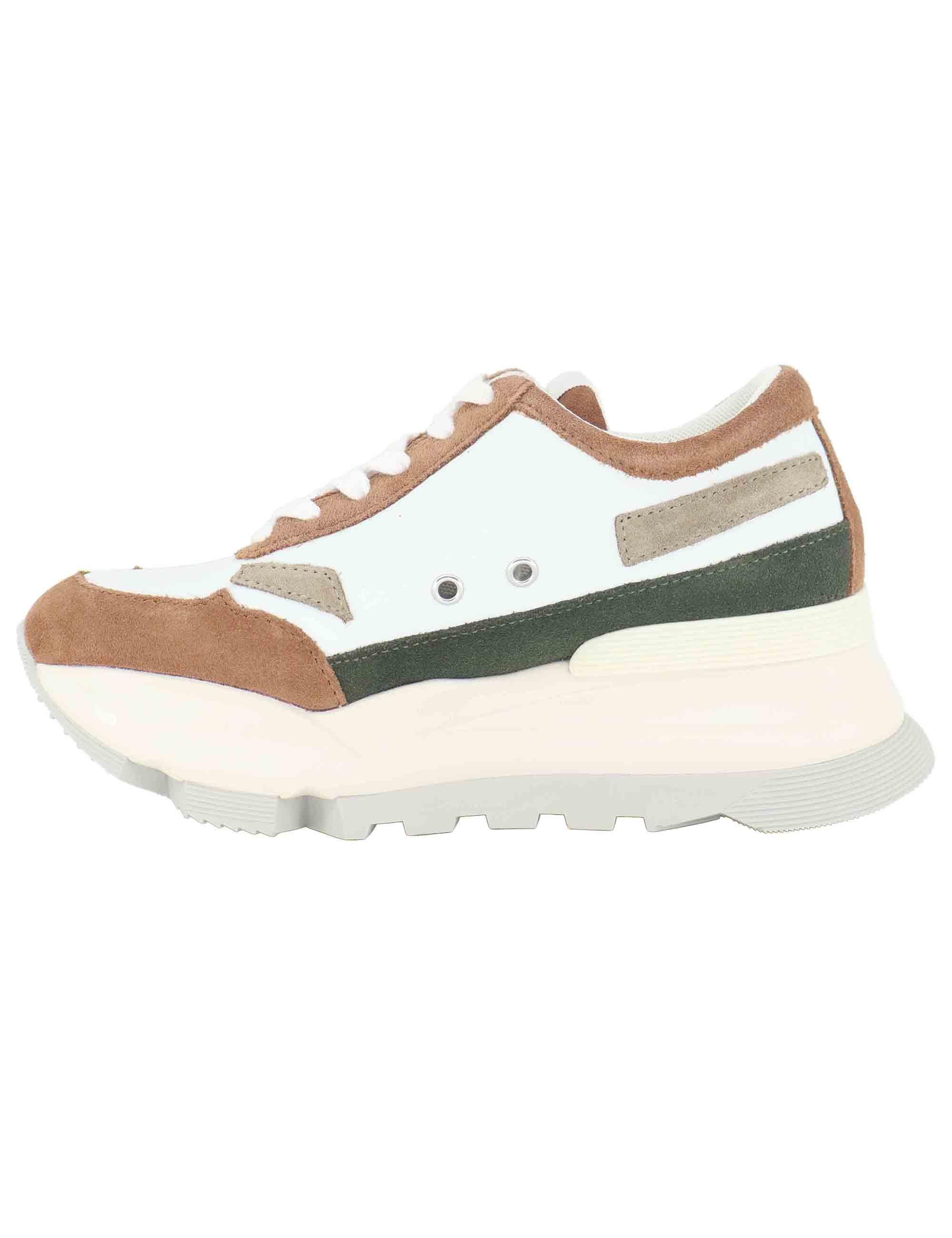 Sneakers donna in pelle bianca con zeppa alta in gomma 0304-84568 329BB Ruco Line 