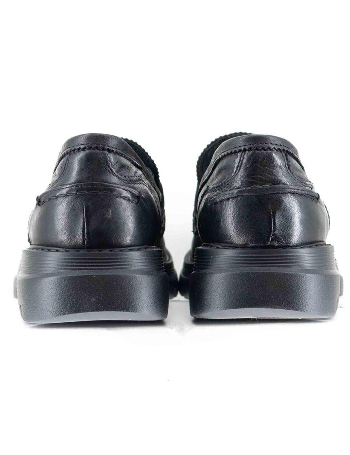 Mocassini uomo in pelle nera con suola alta in gomma antiscivolo SP1057 001 Spatarella 