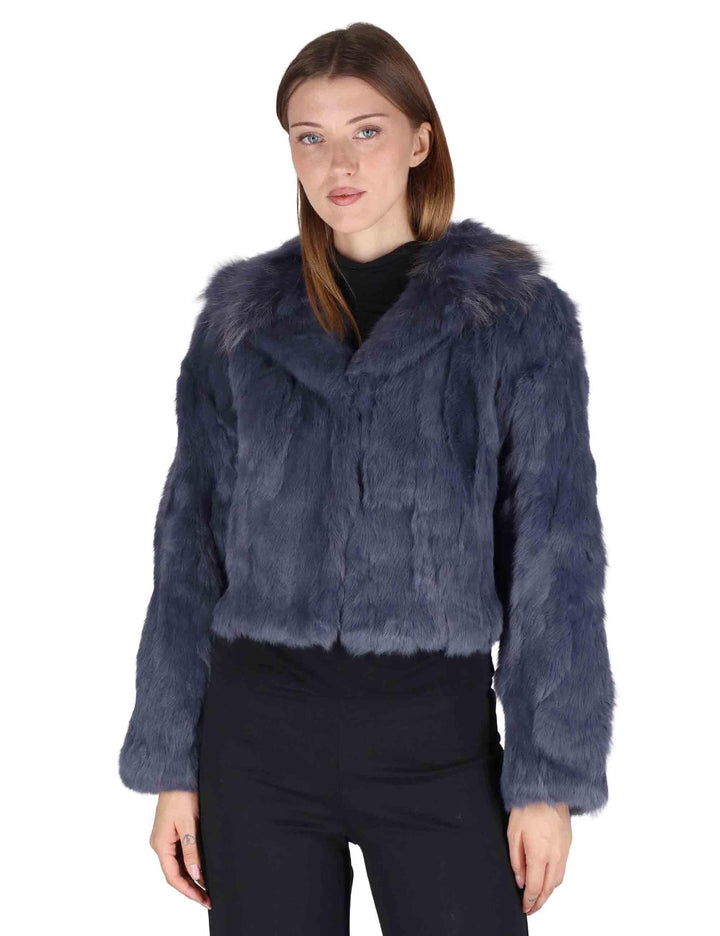 Giubbotti bomber corti donna in lapin blu SP25101 JEANS Spatarella 