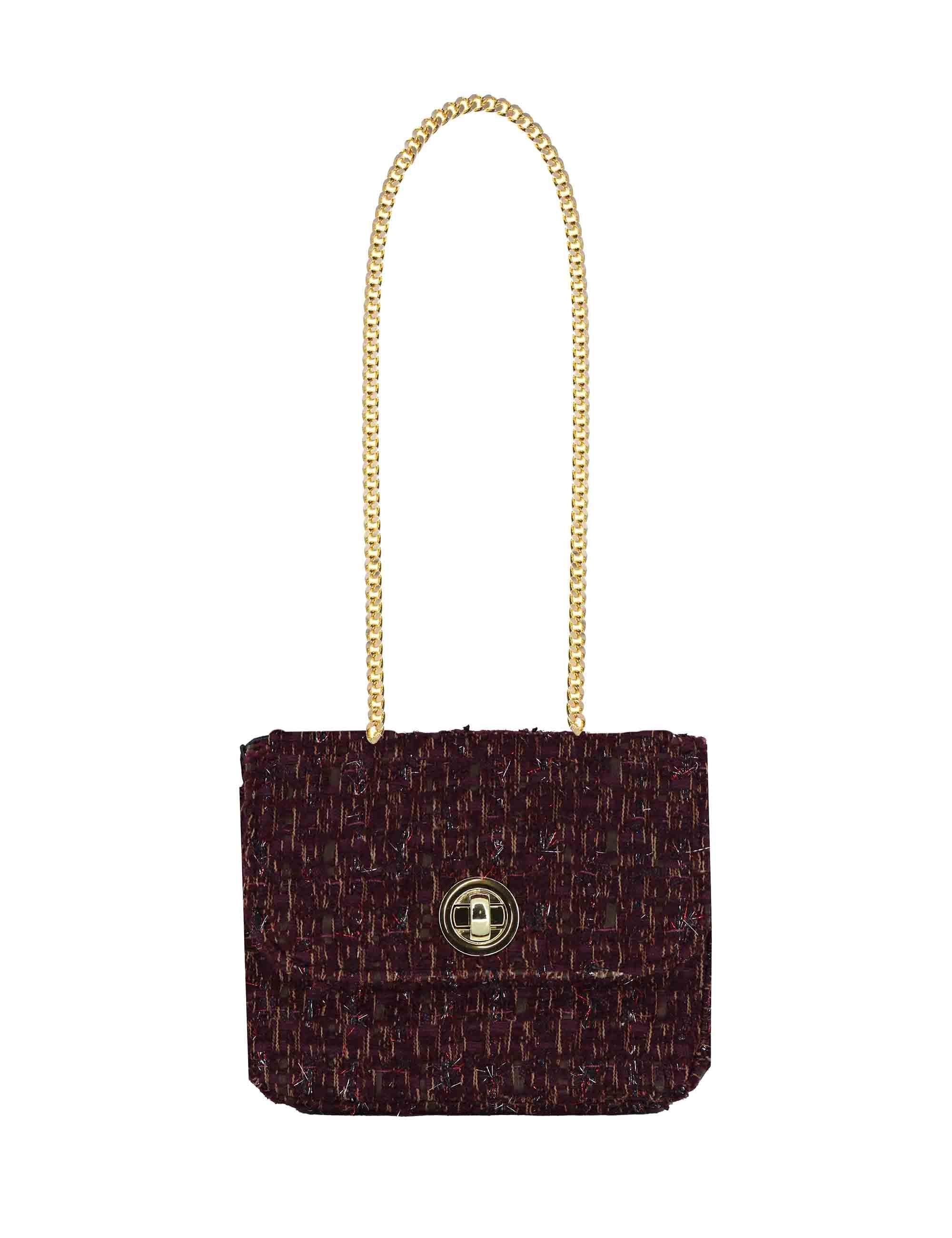 Pochette in tessuto Bordeuax con tracolla oro Donna URIEL PAM