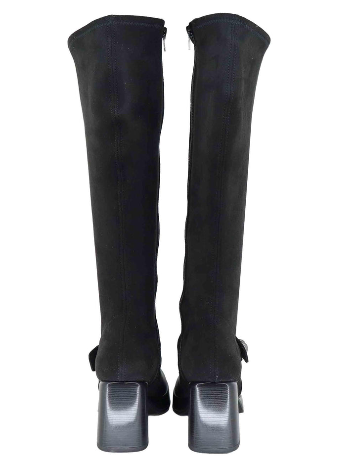 Stivali donna in pelle e tessuto nero con tacco alto HI254374 C004 Hispanitas 