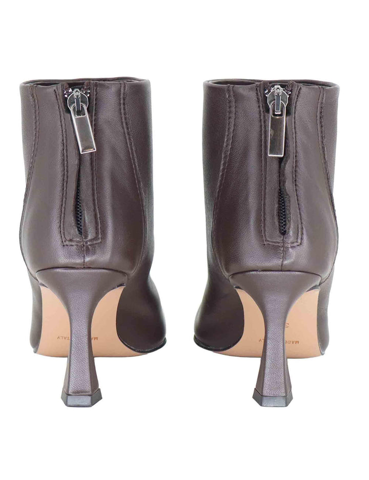 Stivaletti donna in pelle marorne con zip posteriore e tacco alto R786 75 Bianca Di 