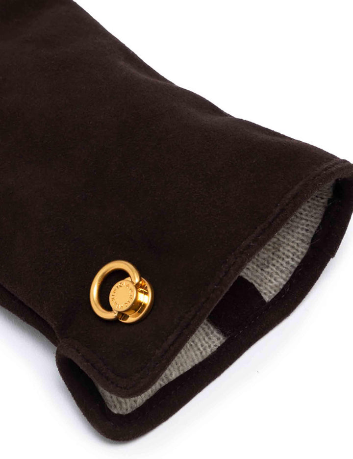 Guanti donna in camoscio marrone con borchia oro GN11128 CM MOKA Gianni Chiarini 