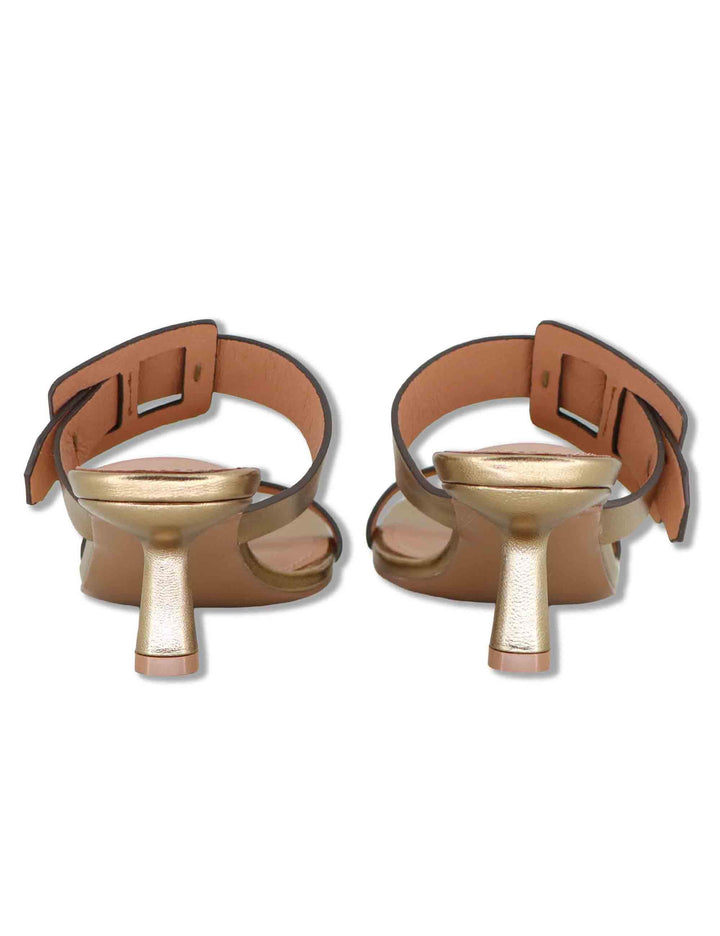 Sandali donna in pelle laminata bronzo con fibbia laterale e tacco medio Altair 662Z10VK 06-BRONCE Bibi Lou 