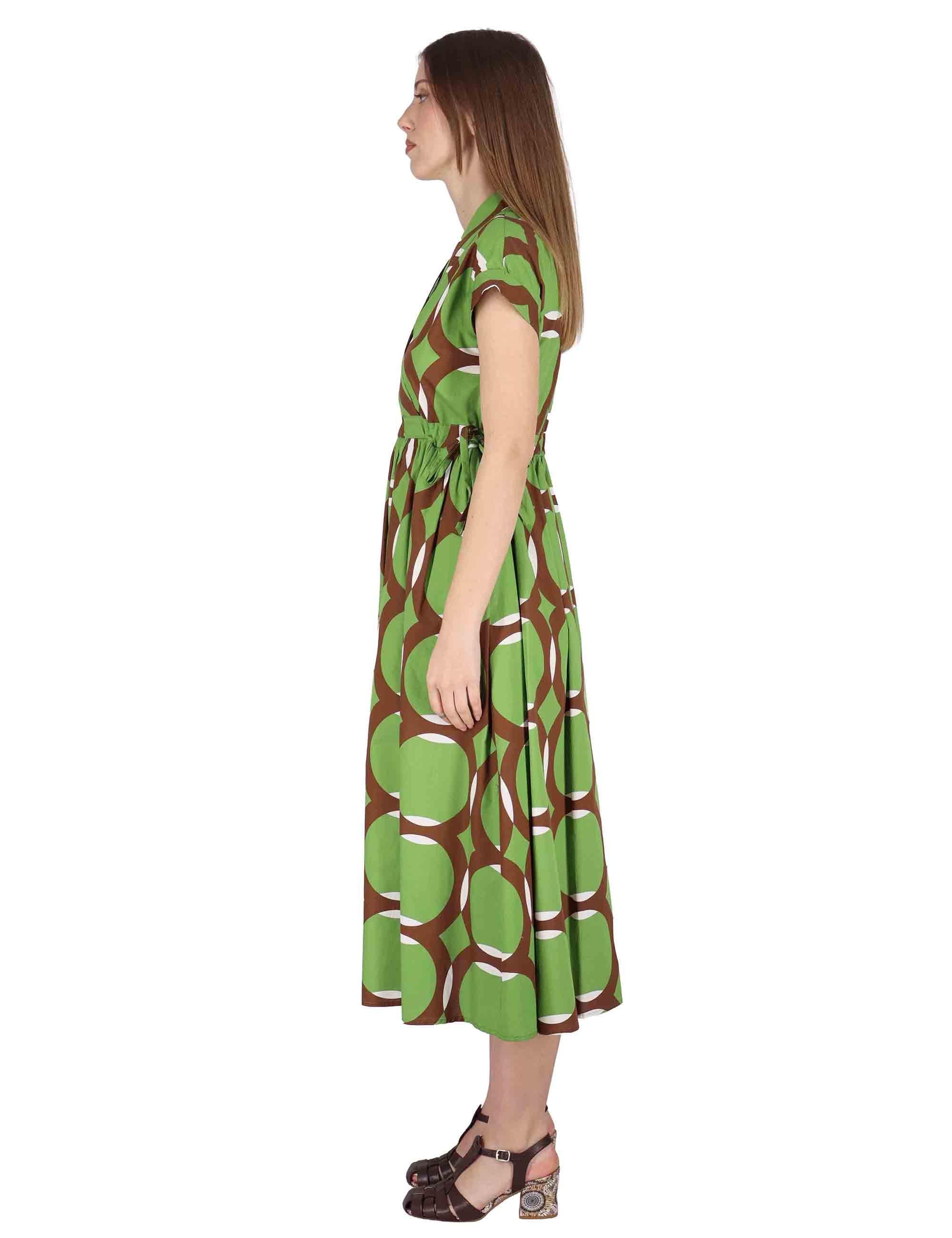 Abiti donna Crossover Midi Dress in cotone verde a fantasia JABAB0001-F1386-1243 7046 Justmine 