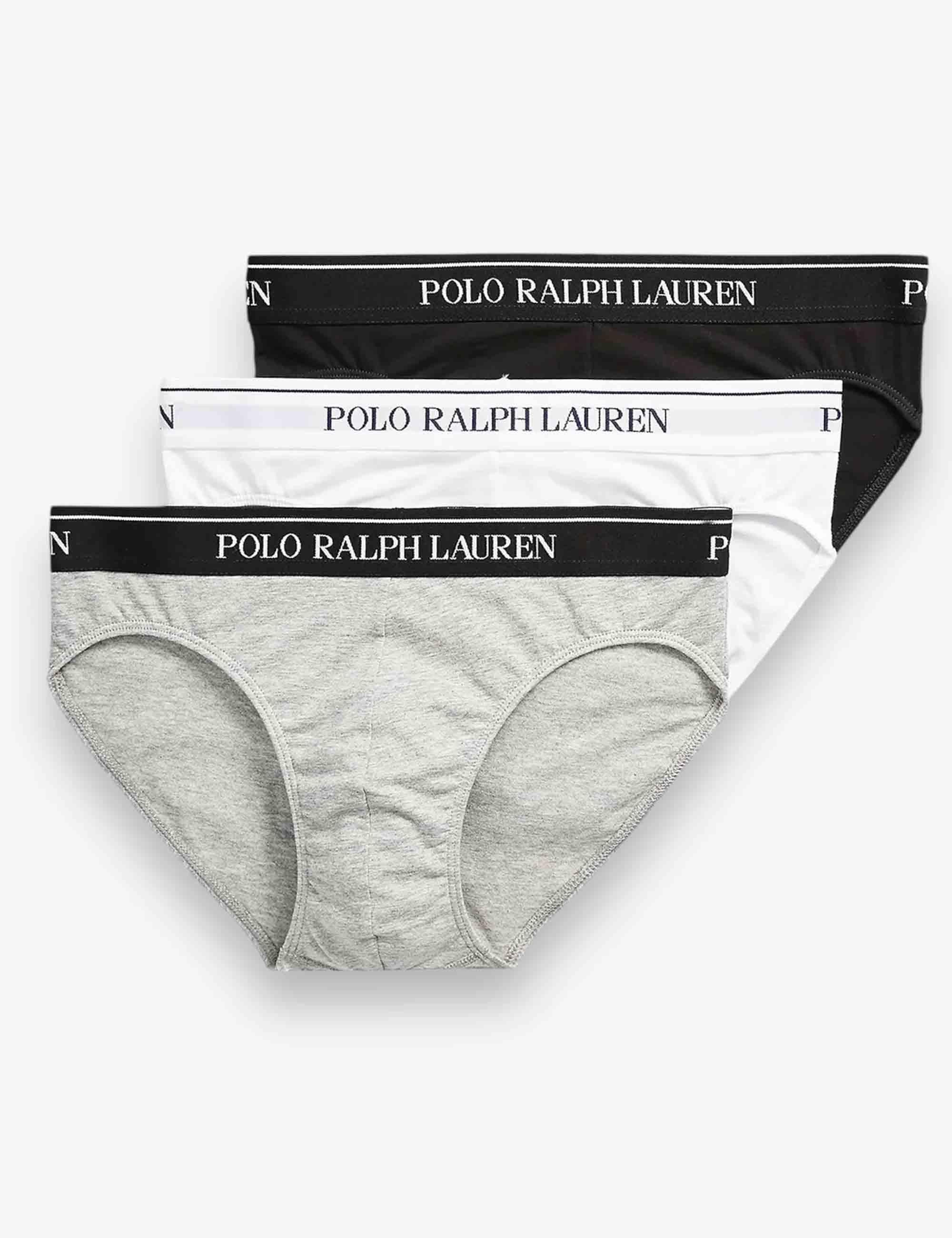 Slip in puro cotone multicolor con elastico Set di 3 714835884003 WHITE/BLK/GRY Polo Ralph Lauren 