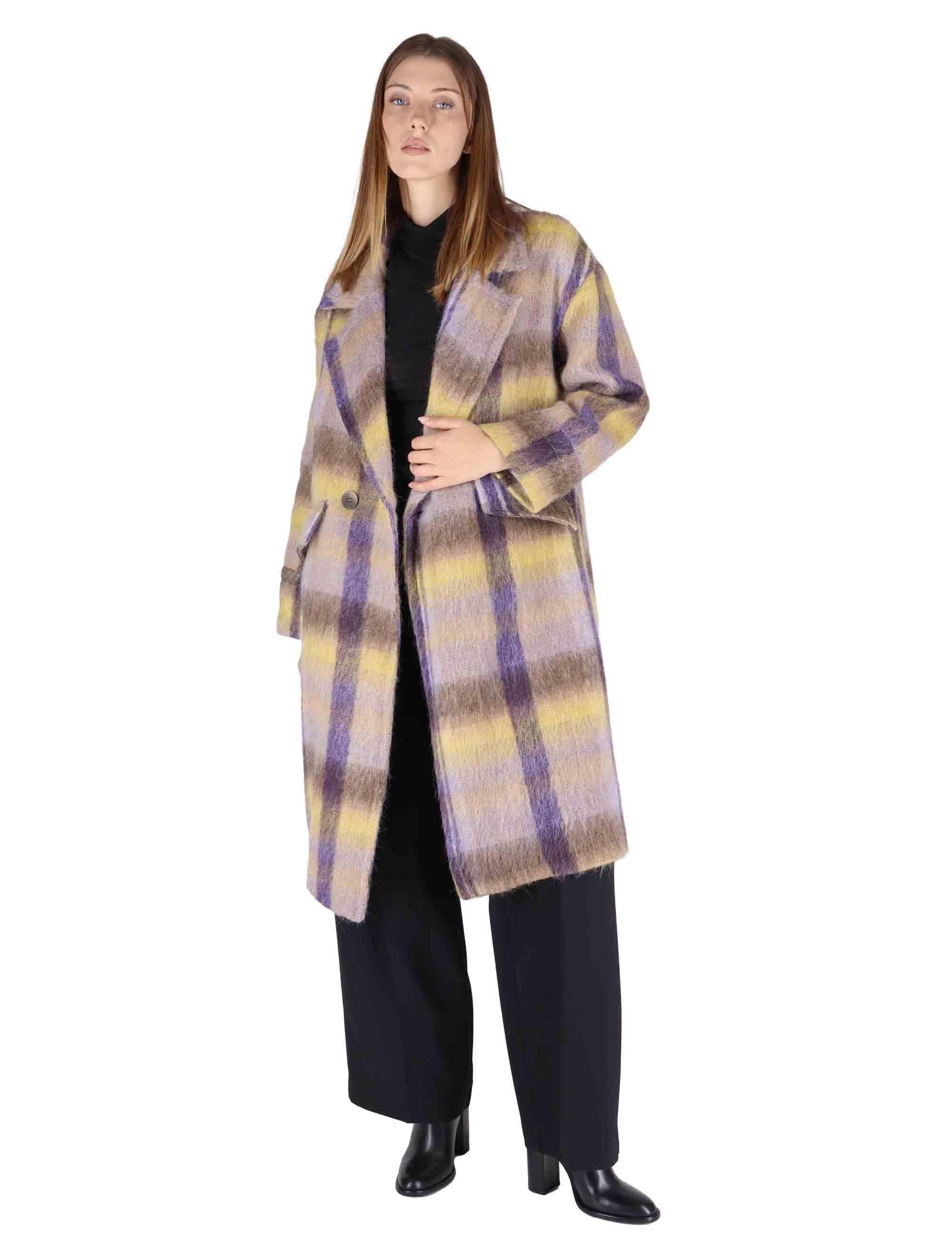 Cappotti donna doppiopetto in misto lana marrone con ampio bavero JABCS0025-F1424 8150 Justmine 