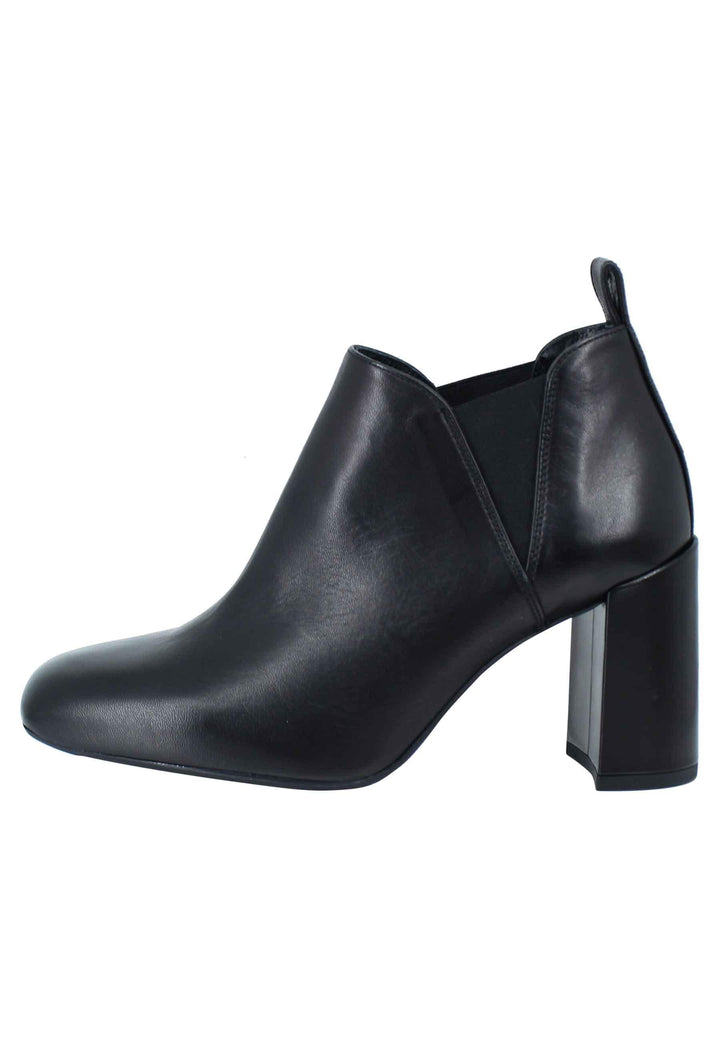 Stivaletti ankle boot donna in pelle nera tacco alto e punta quadra ULEA 001 Unisa 