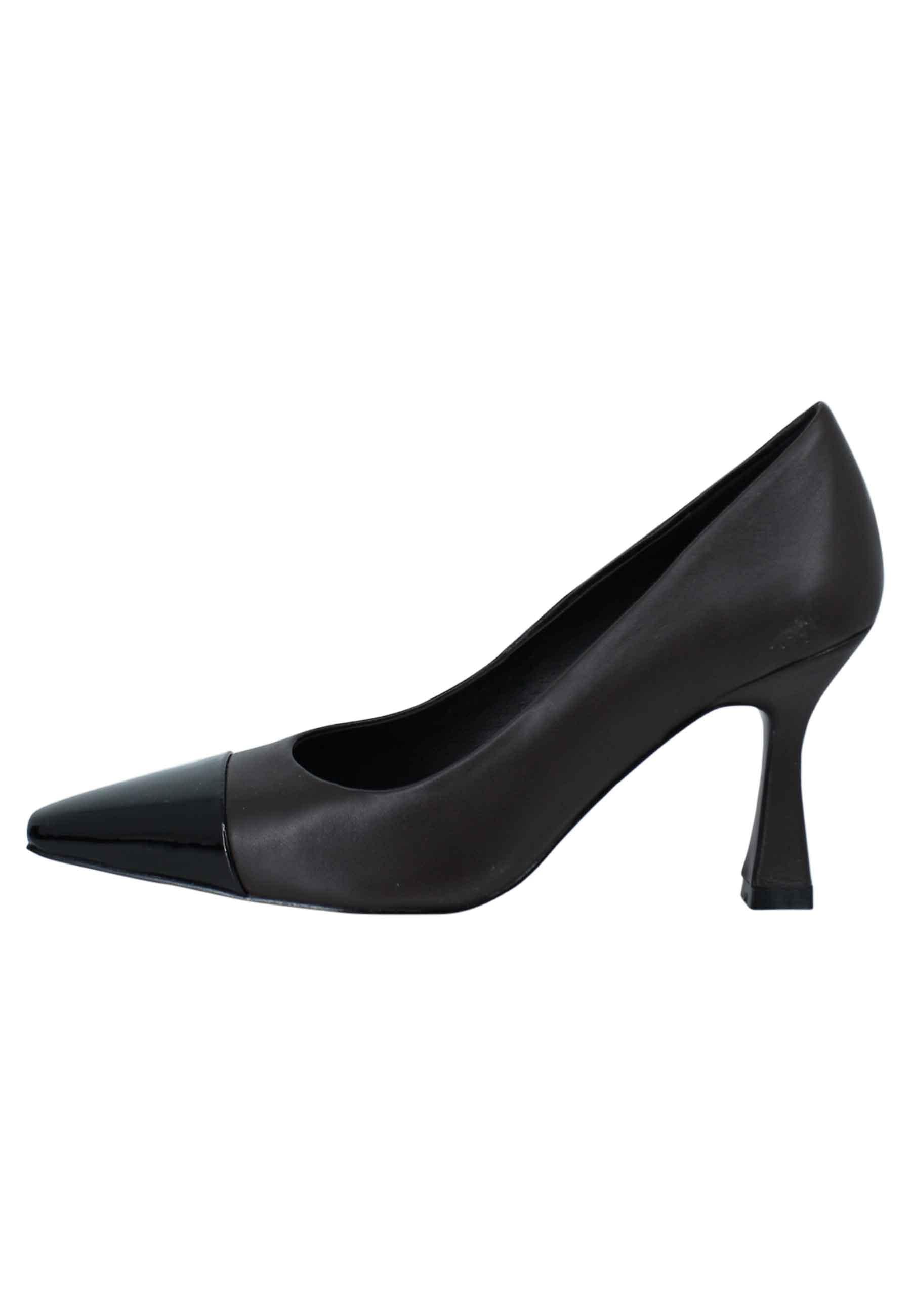 Decollete donna in pelle marrone con puntale in pelle nero e tacco alto 602Z10VK 012 Bibi Lou 