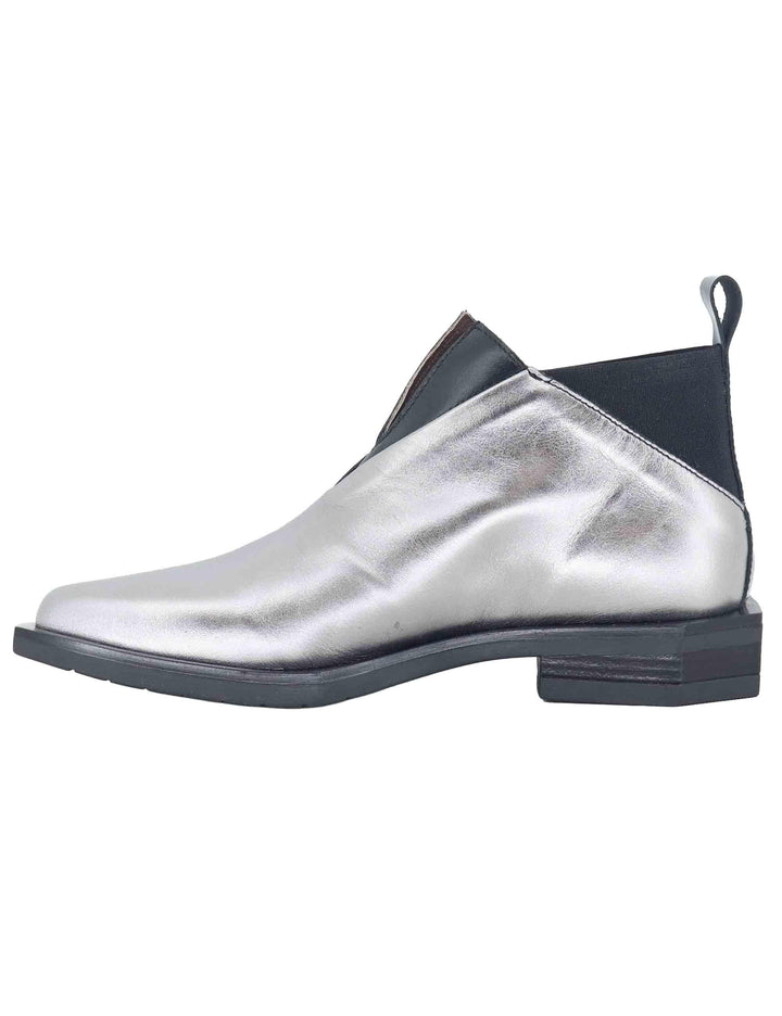 Stivaletti donna in pelle nera e argento tacco basso G36A 4 Le Bohemien 