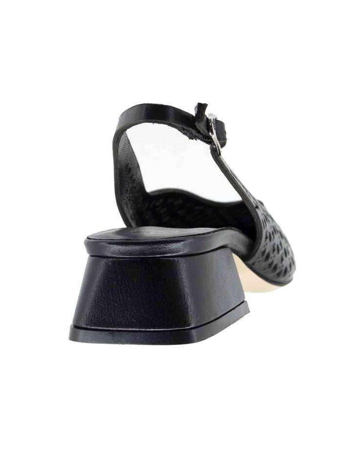 Slingback donna in pelle nera forata CH2525/G 001 L'Arianna 