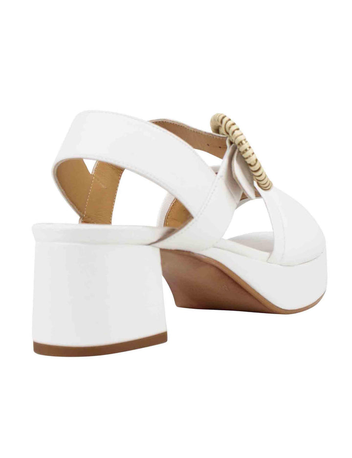 Sandali donna in pelle bianca con fibbia rivestita e tacco e plateau SP887 100 Spatarella 