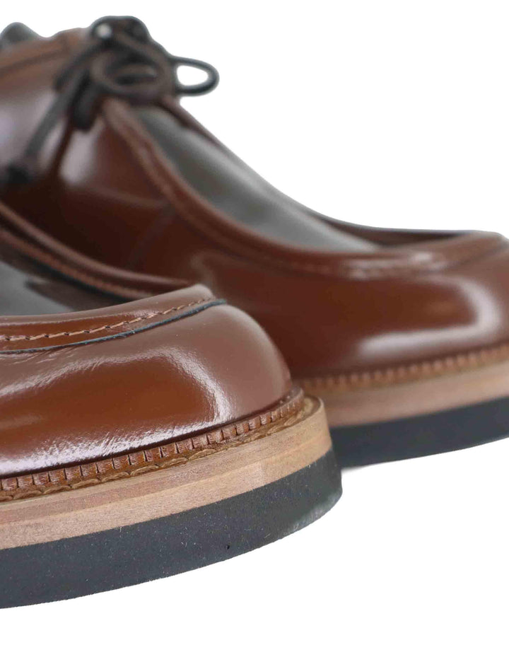 Stringate donna in pelle marrone con vaschetta in contrasto e suola in gomma SP3225 014 Spatarella 