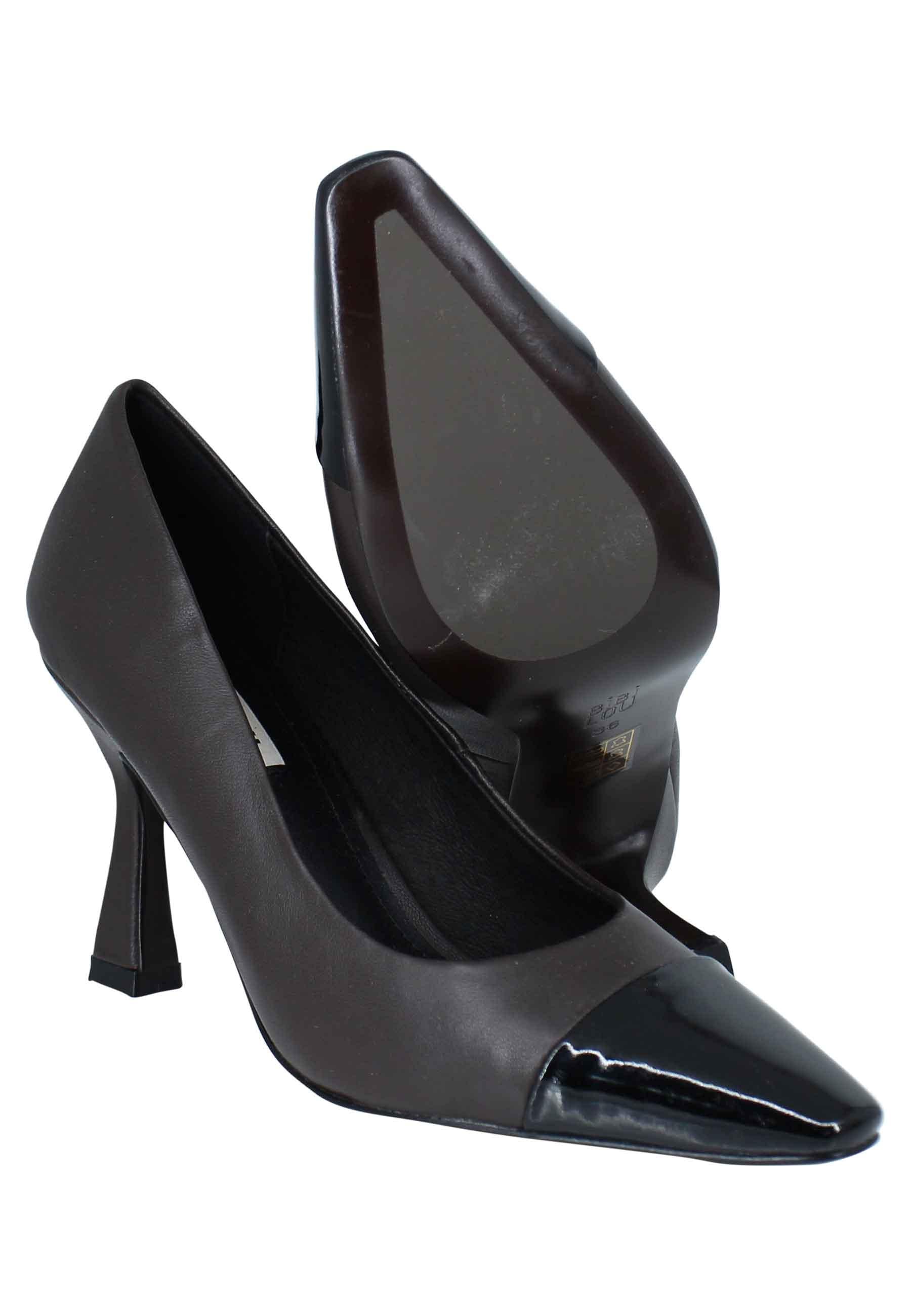 Decollete donna in pelle marrone con puntale in pelle nero e tacco alto 602Z10VK 012 Bibi Lou 