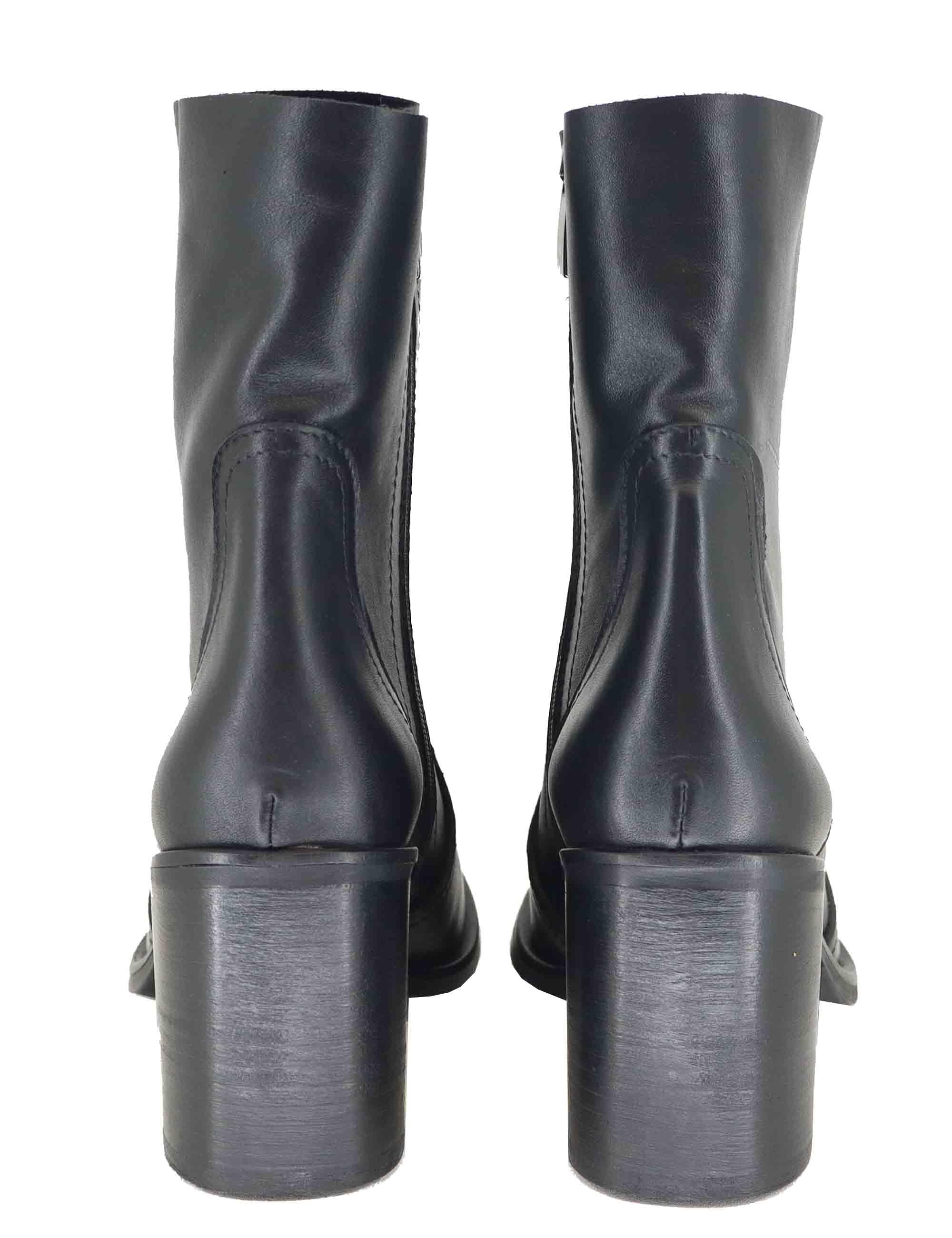 Stivaletti donna in pelle nera con tacco alto in cuoio AVI 3 001 Tattoo 